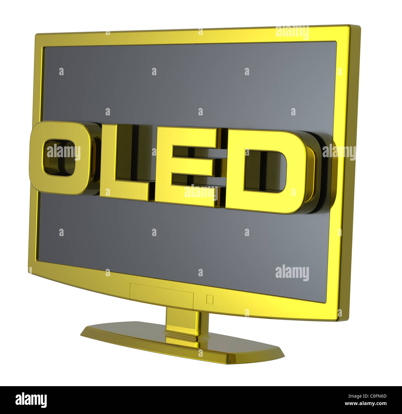 Gold Lcd tv monitor on white background Stock Photo Alamy