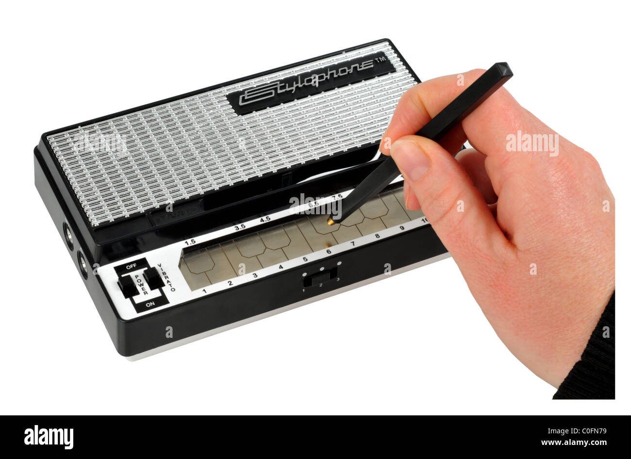 Stylophone, musical instrument or synthesizer, Stylophone on a ”white background” Stock Photo