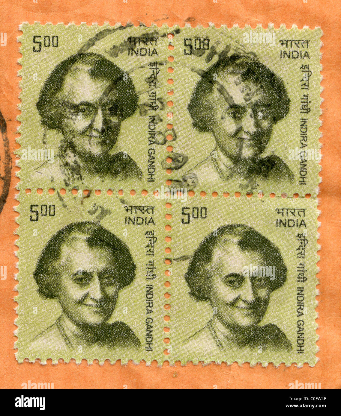 Indira Ghandi postage stamps, India Stock Photo Alamy