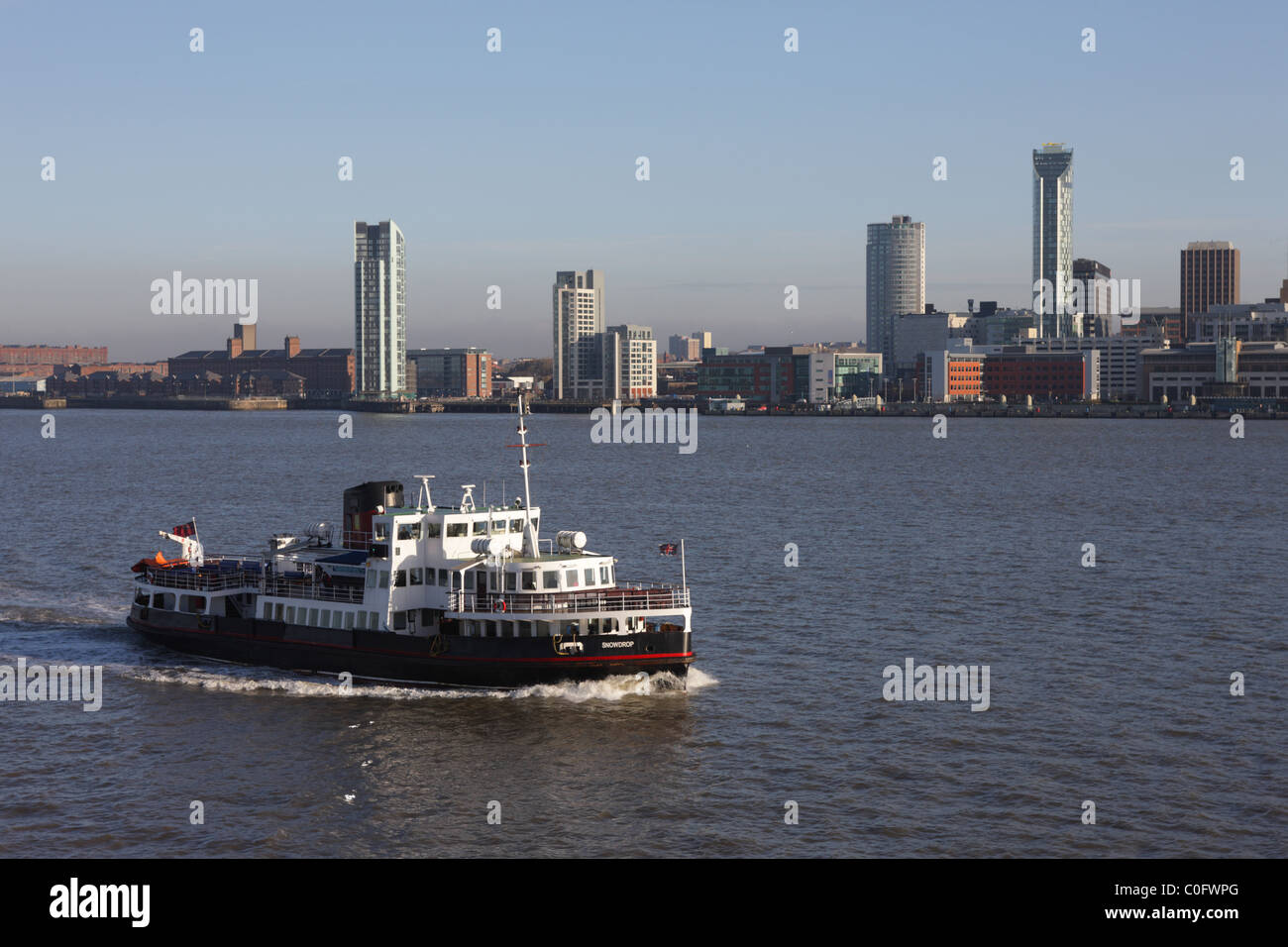 Mersey ferry. The Liverpool coastline from Birkenhead Stock Photo Alamy