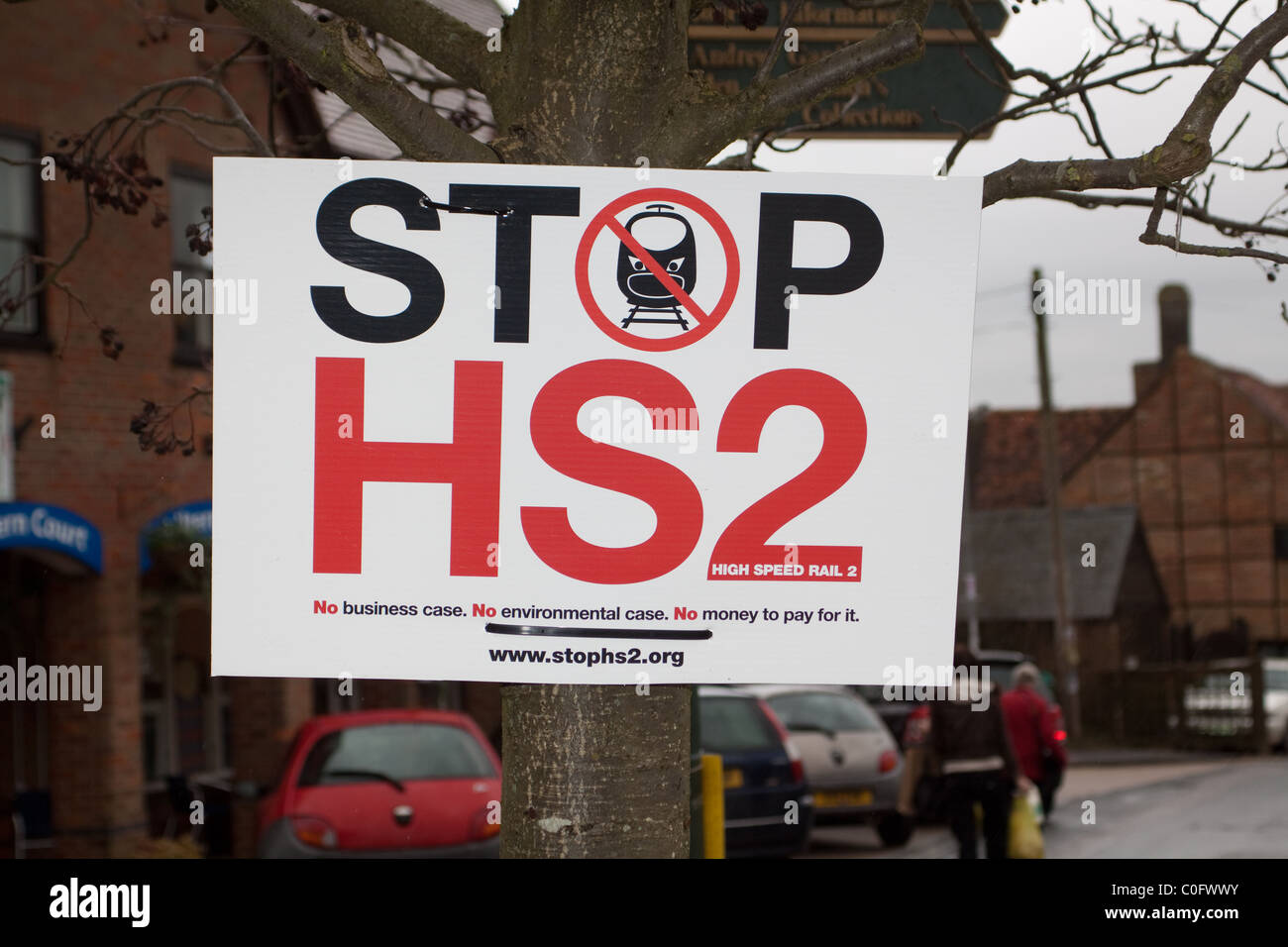 Stop HS2 protest sign in Wendover, Buckinghamshire Stock Photo