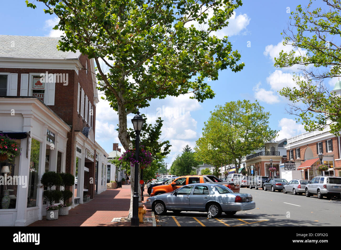 Greenwich Avenue in downtown Greenwich, Connecticut, USA Stock