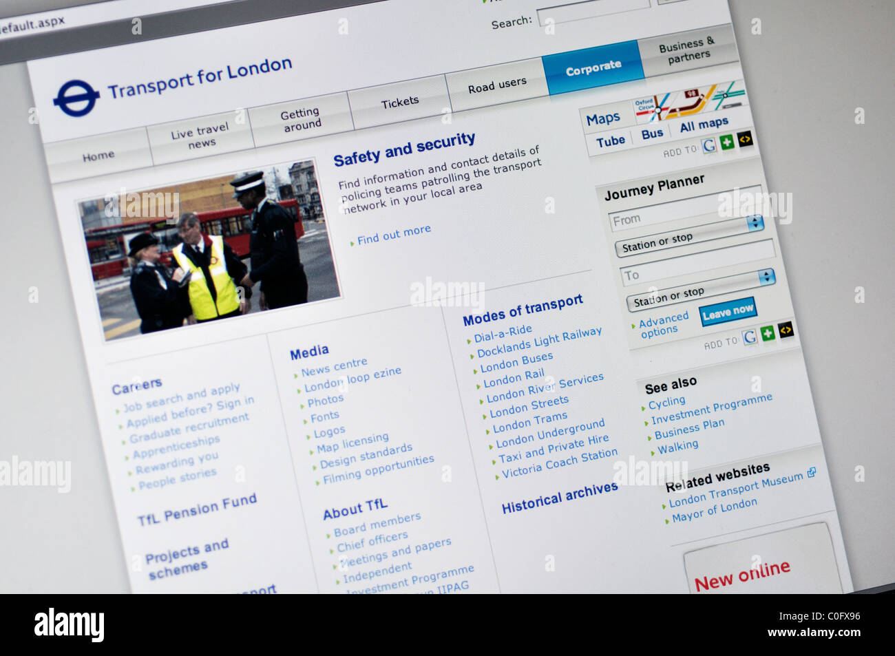 London transportation website Stock Photo