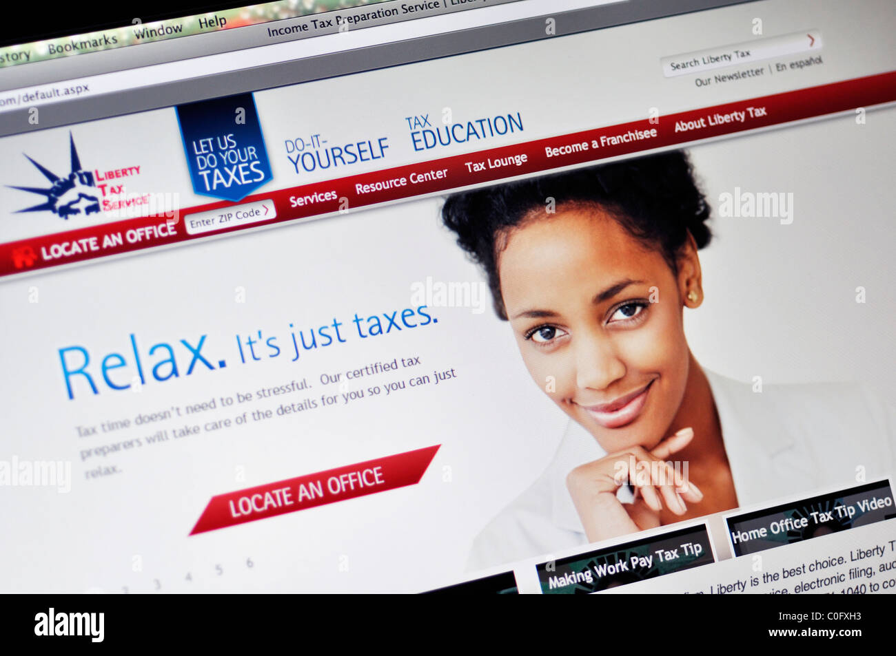 Liberty Tax Service - income tax preparation website Stock Photo