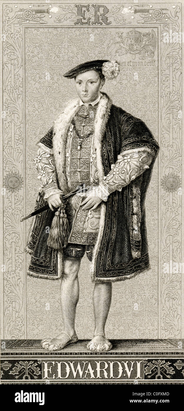 Edward VI ,1537 to 1553. King of England and Ireland. From Illustrations of English and Scottish History published 1882. Stock Photo