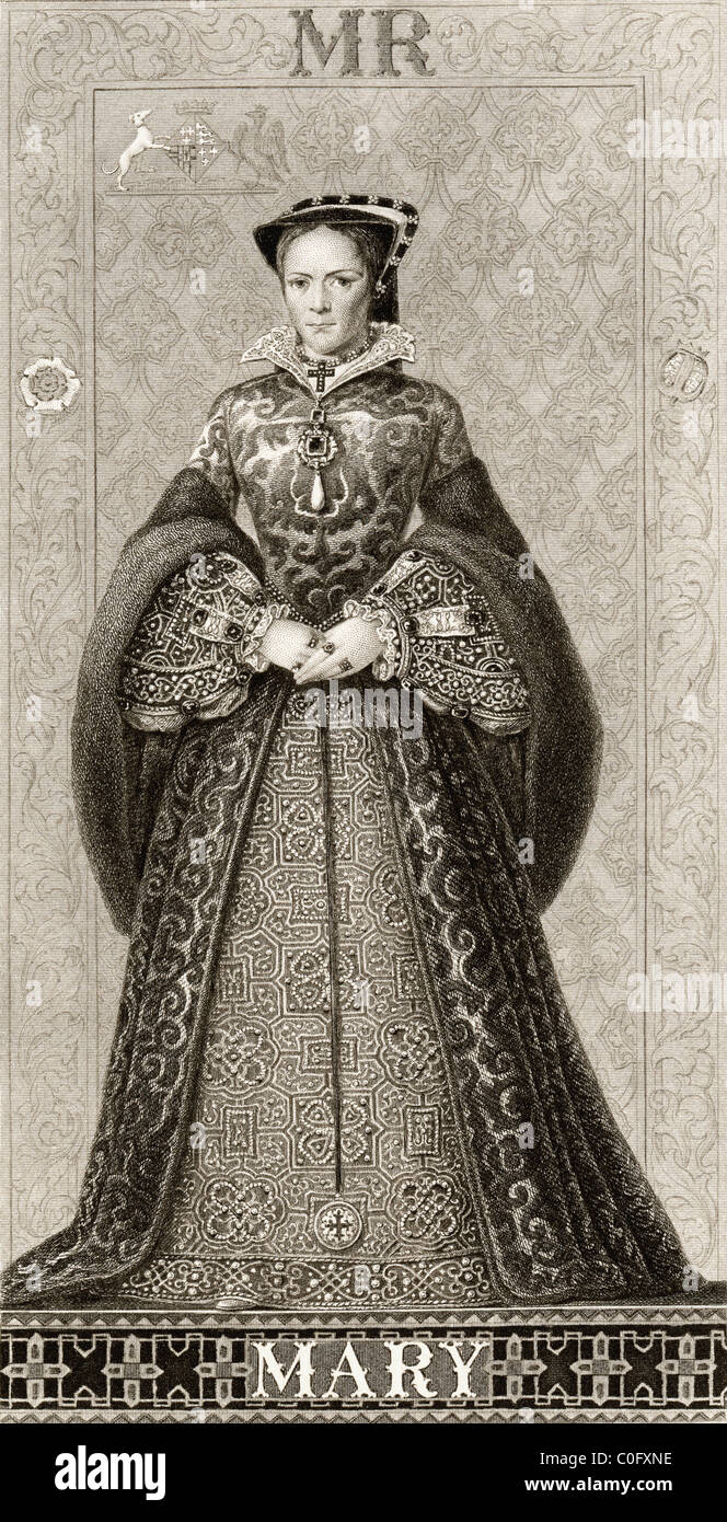 Mary I , 1516 to 1558. Queen regnant of England and Ireland. From Illustrations of English and Scottish History published 1882. Stock Photo