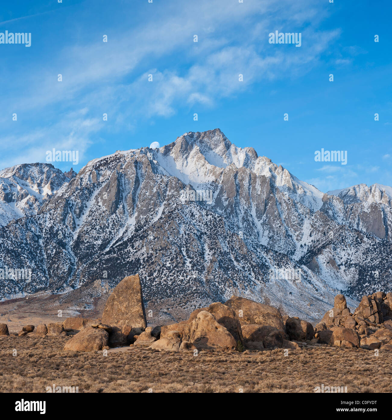 Lone Pine Peak and Alabama Hills, Sierra Nevada Mountains, California Stock Photo