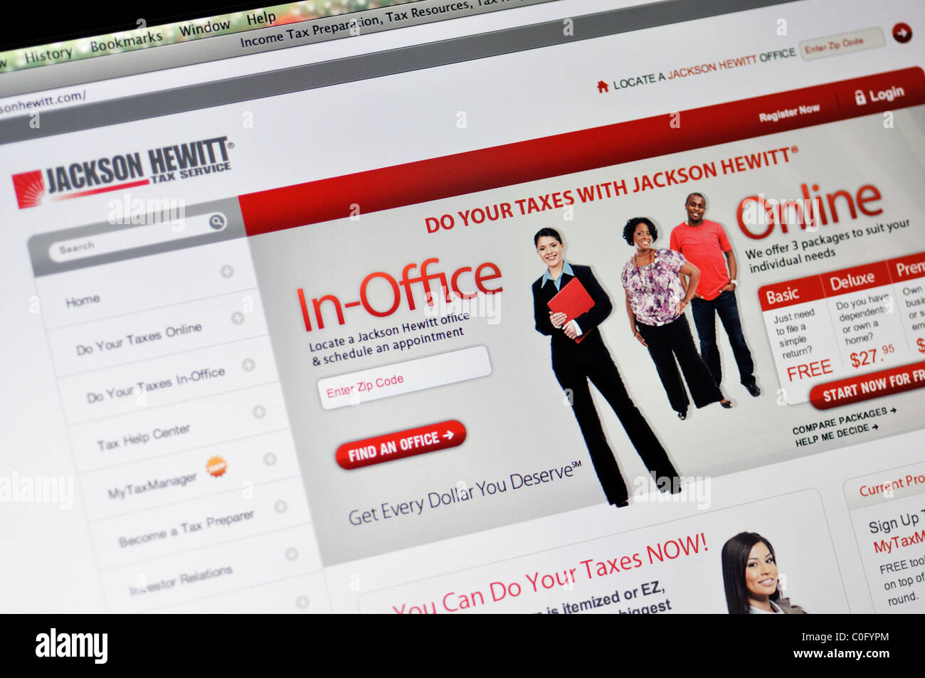 Jackson Hewitt online income tax preparation website Stock Photo