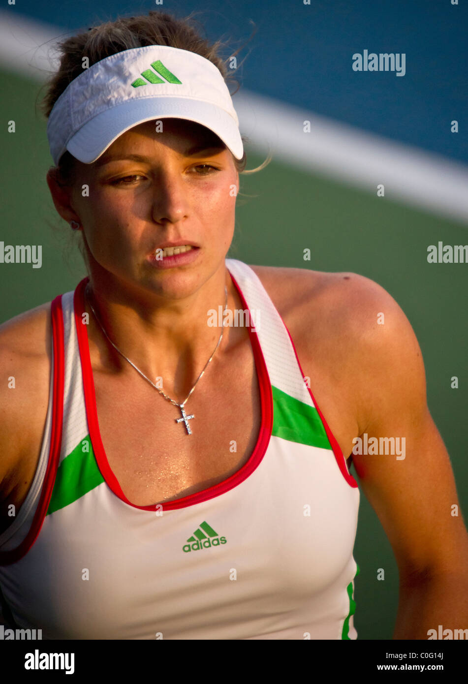 Maria Kirilenko (RUS) plays in the second round against Galina Voskoboeva (KAZ) at PTT Pattaya Open in Pattaya, Thailand Stock Photo