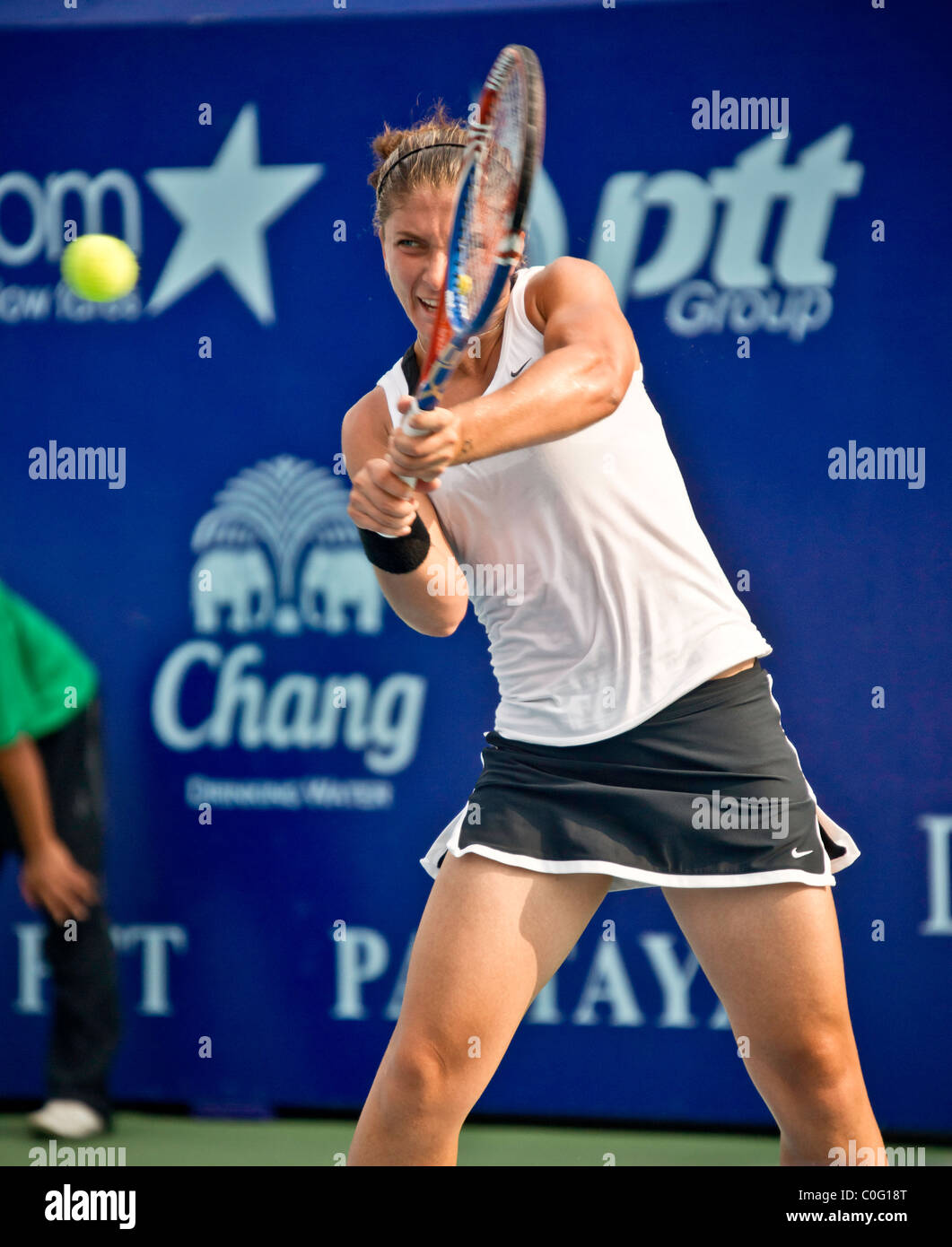 Sara Errani (ITA) plays in the semi-final round against Roberta Vinci of Italy at PTT Pattaya Open in Thailand Stock Photo