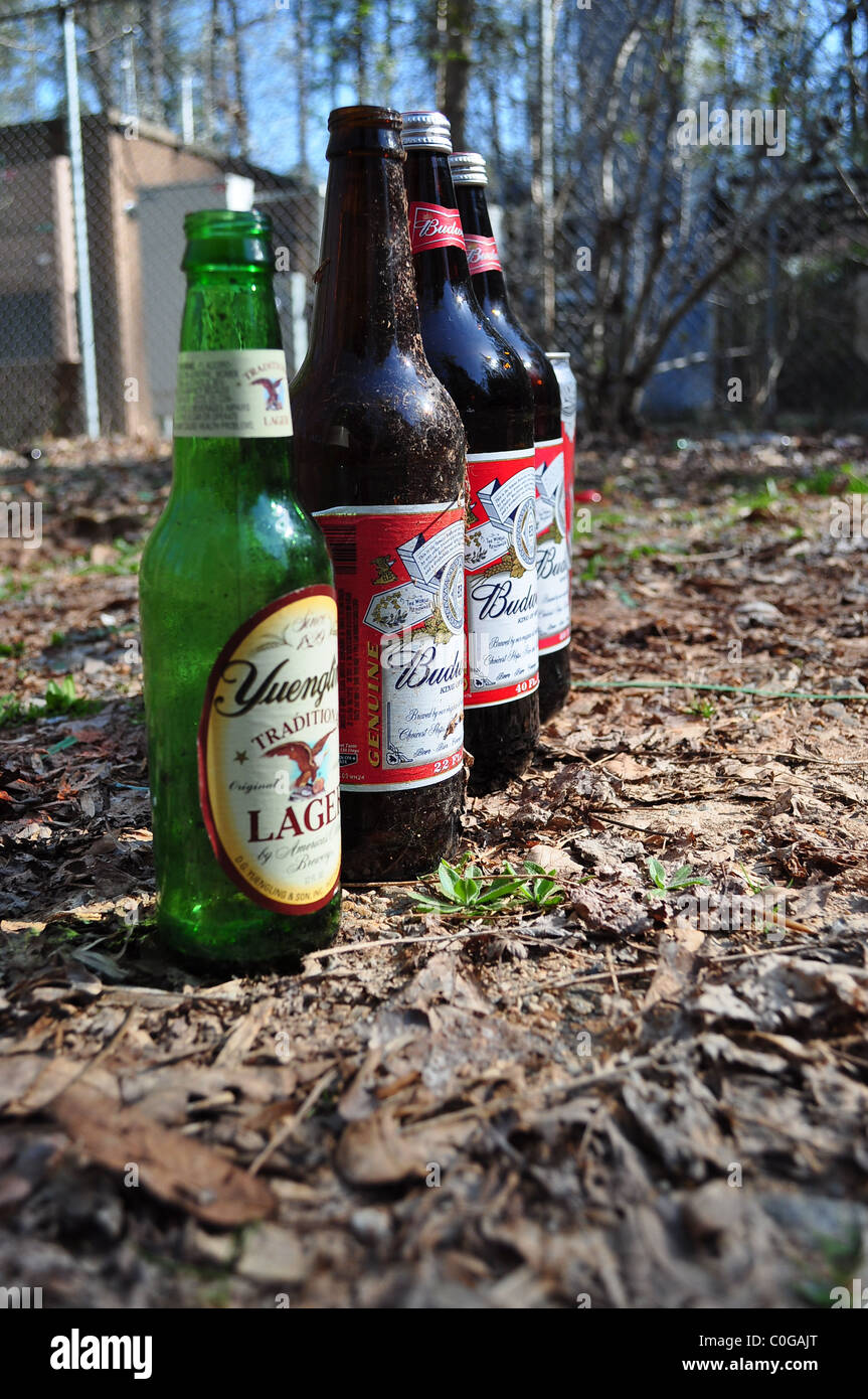 Beer bottles on the ground after a party Stock Photo Alamy