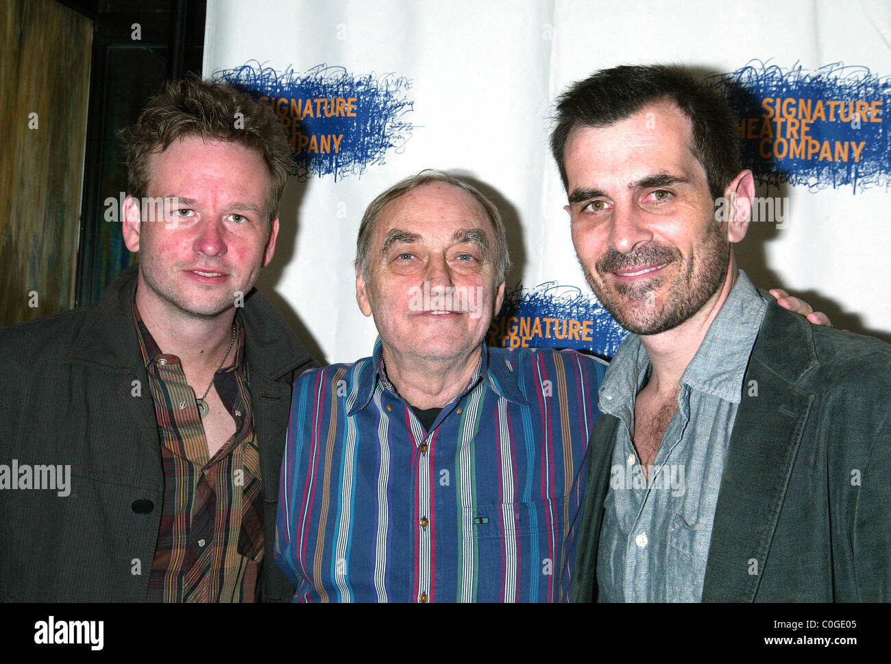 Dallas Roberts, Lanford Wilson and Ty Burrell at the after party for 'The Occupant' at the West Bank Cafe. New York City, USA - Stock Photo