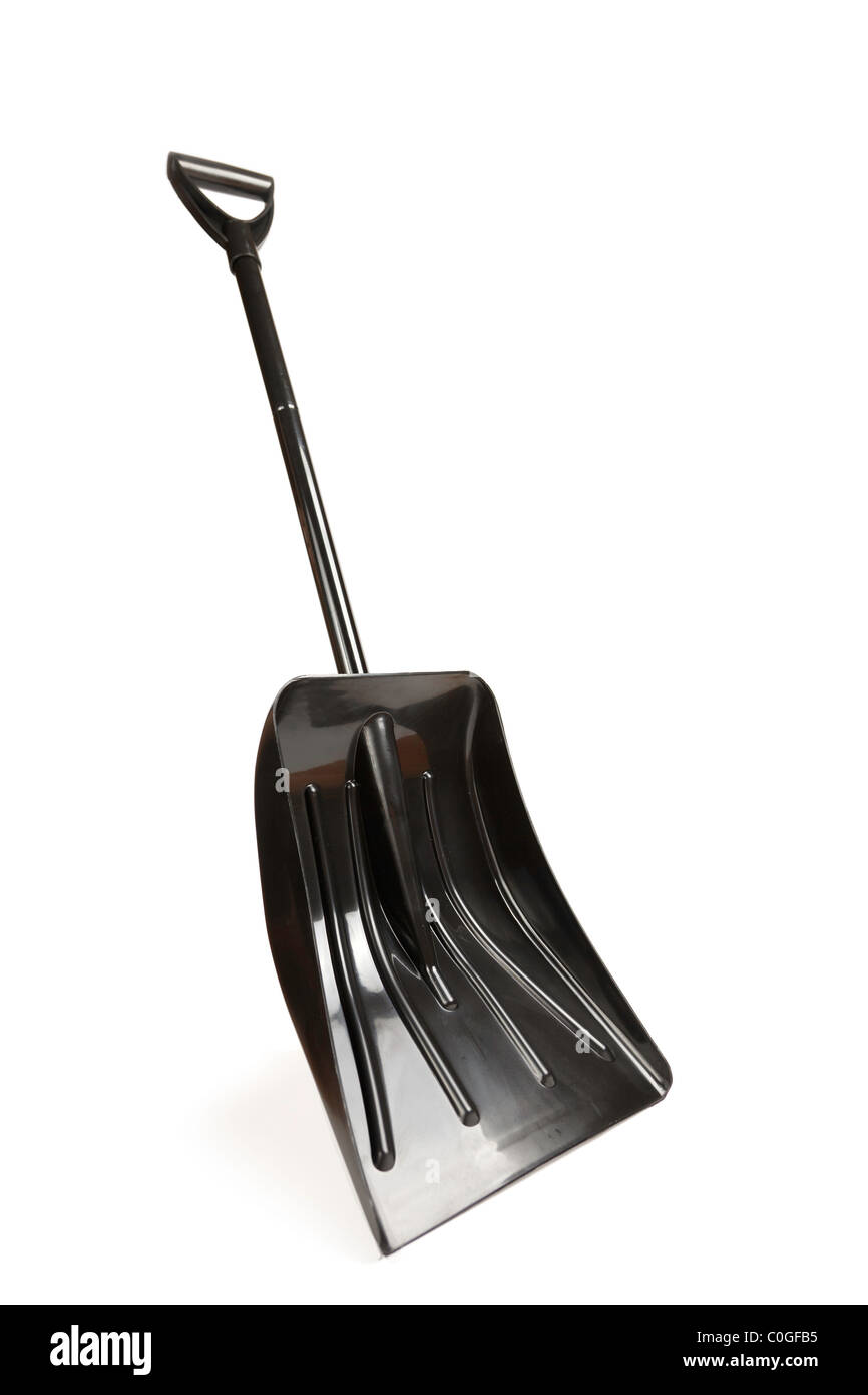 Black snow shovel isolated on white Stock Photo Alamy