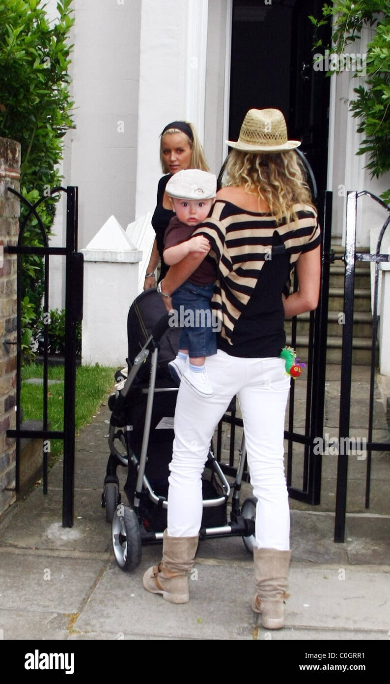 Davinia Taylor and Jenny Frost with son Caspar outside Davinia's home ...