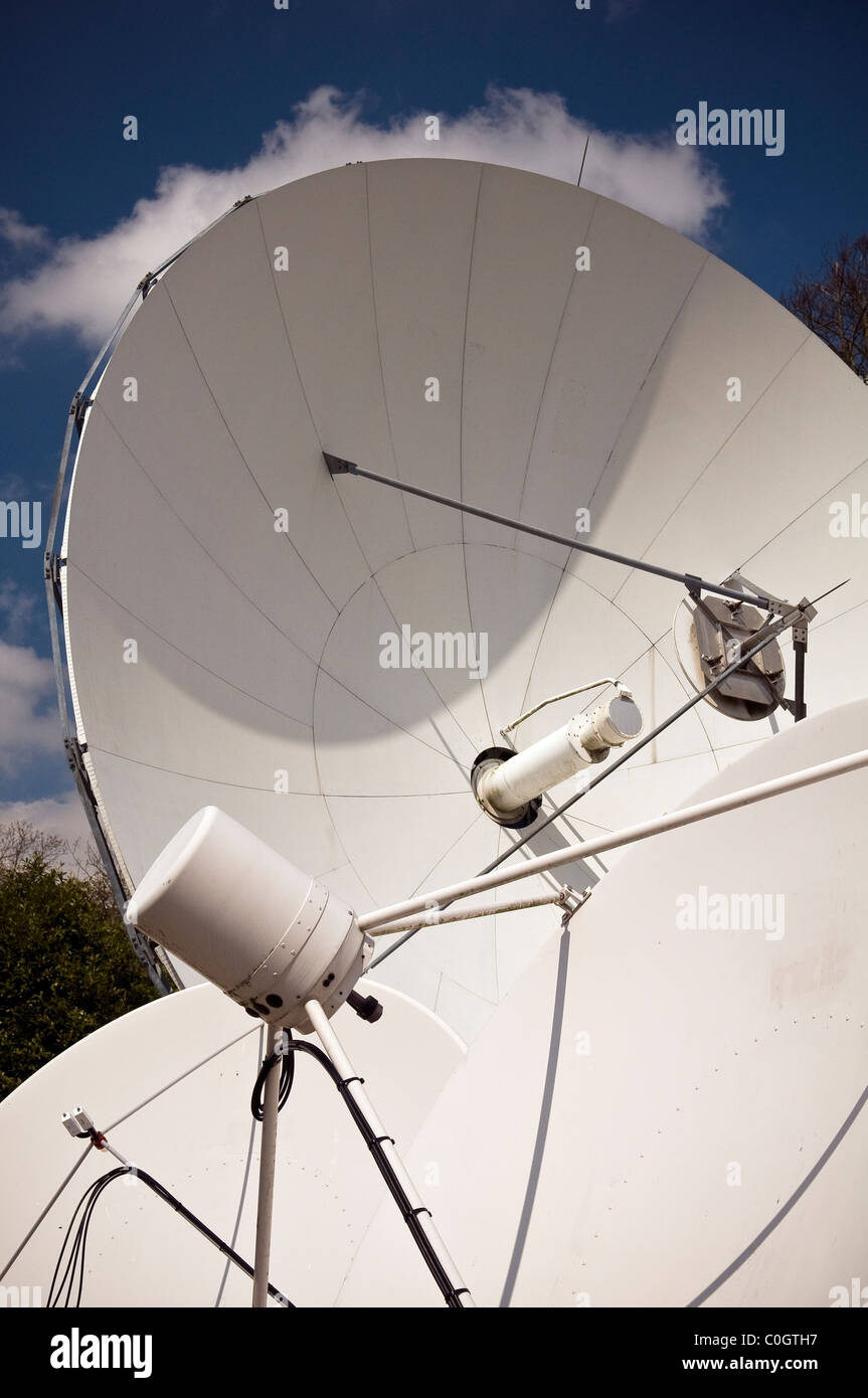 Satellite dishes picking up and relaying television and radio signals