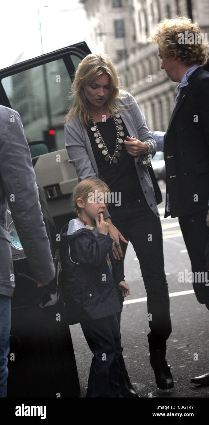 Kate Moss' daughter Lila Grace and hairdresser James Brown arriving at ...