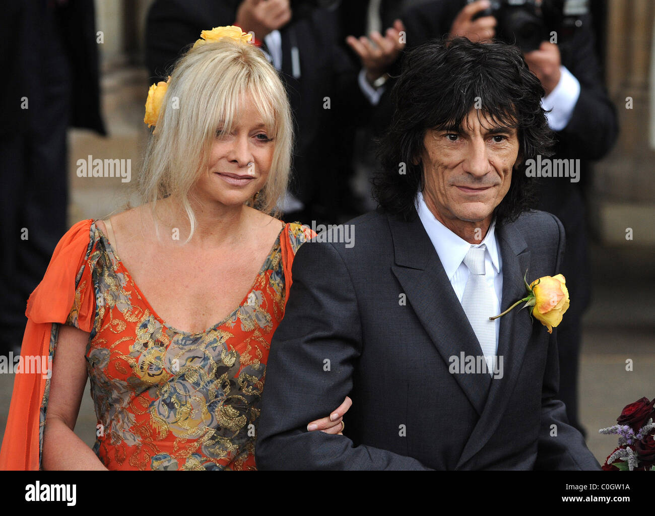 Ronnie Wood and Jo Wood The wedding of Leah Wood and Jack MacDonald at  Southwark Cathedral London, England - 21.06.08 Stock Photo - Alamy