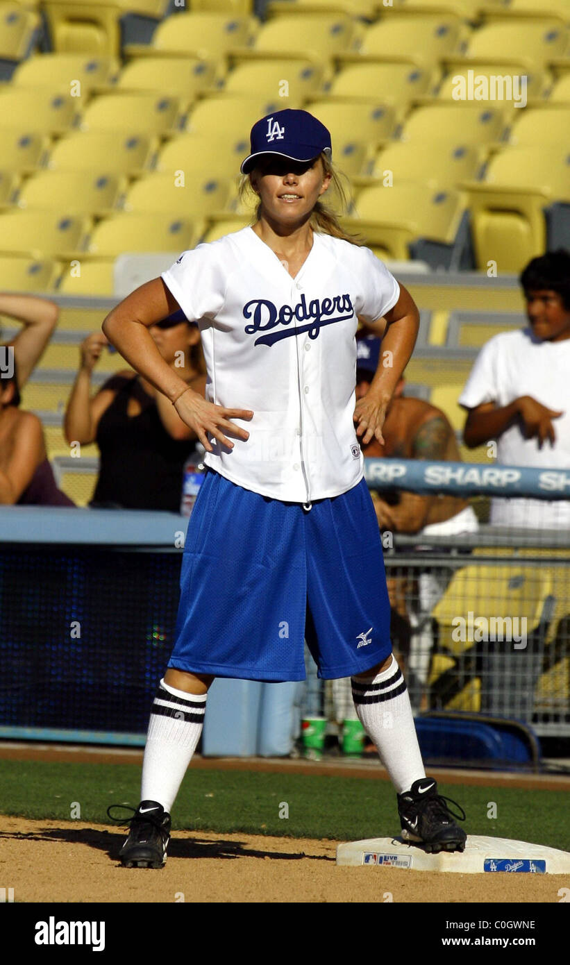 Playboy playmate and reality television star Kendra Wilkinson Dodgers 50th Hollywood Stars soft ball game held at Dodgers Stock Photo