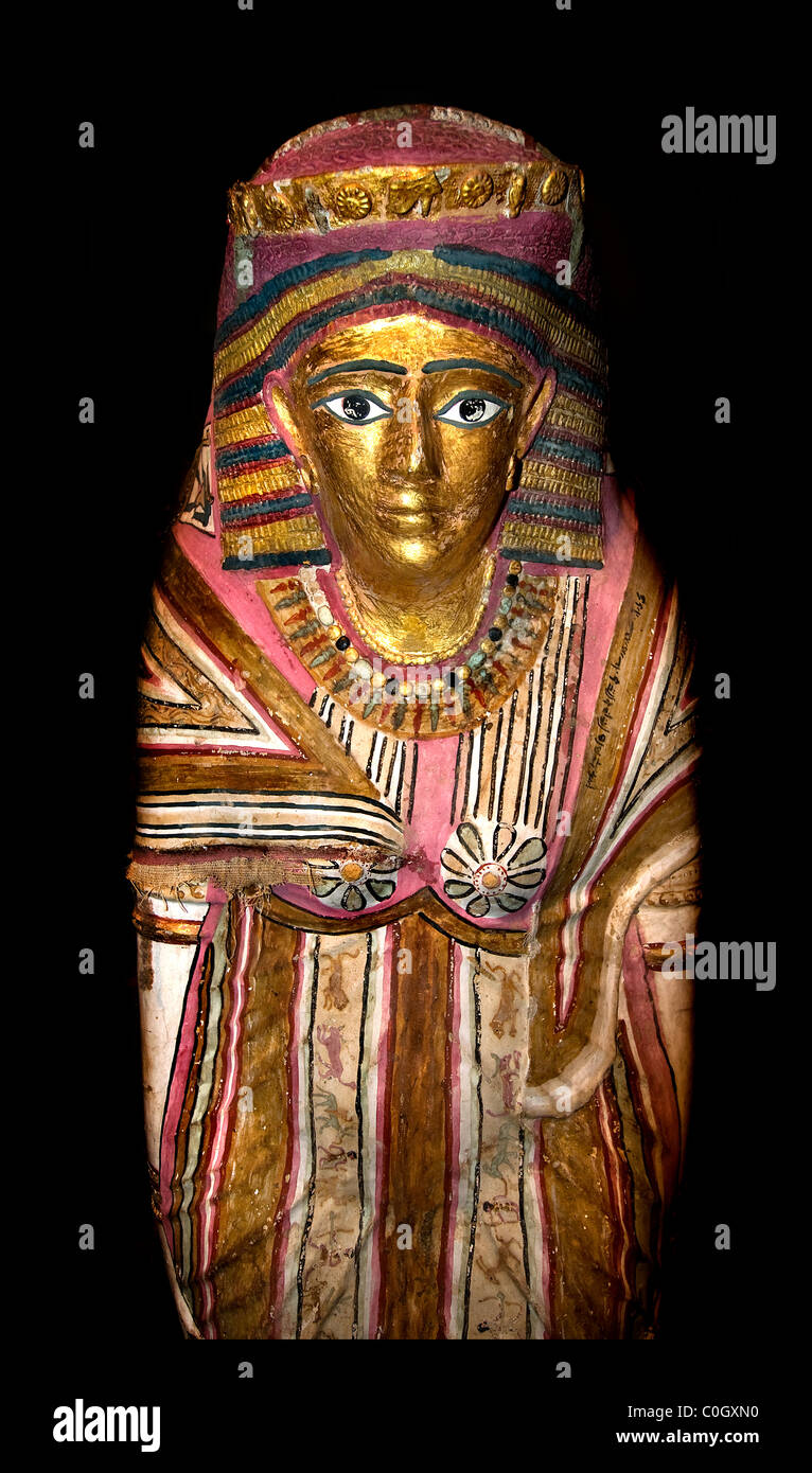 Anthropoid mummy case Egyptian burial ritual Egypt museum Stock Photo
