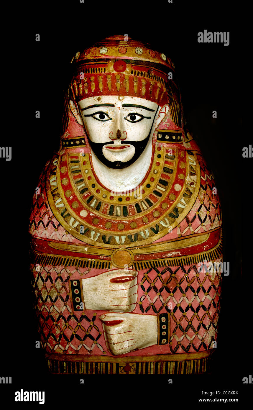 Anthropoid mummy case of a man Egypt Egyptian museum Stock Photo
