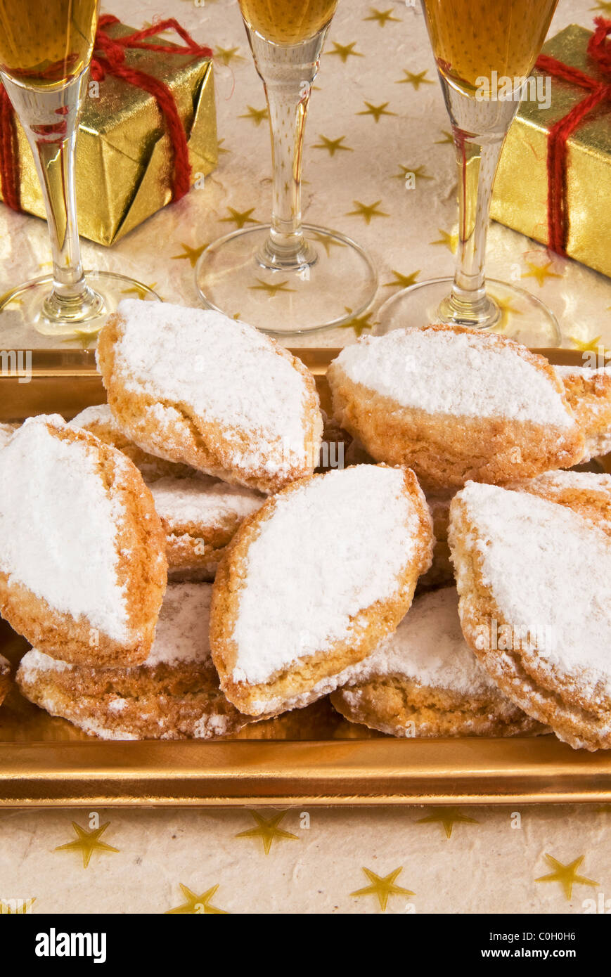 Ricciarelli of Siena, are a traditional Italian biscuit with origin in the Tuscan city of Siena, Italian gastronomy, Italy Stock Photo