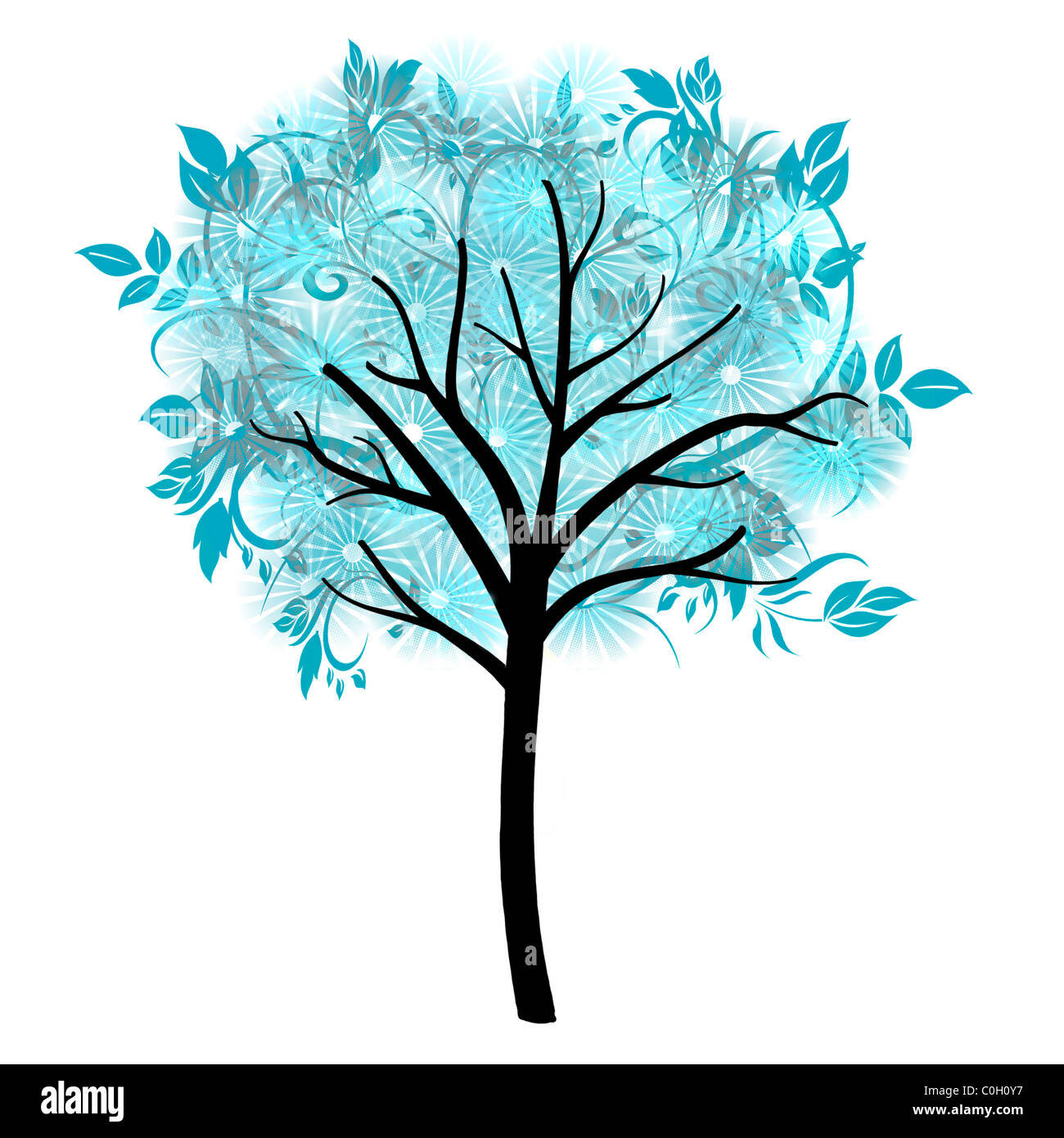 blue tree illustration Stock Photo