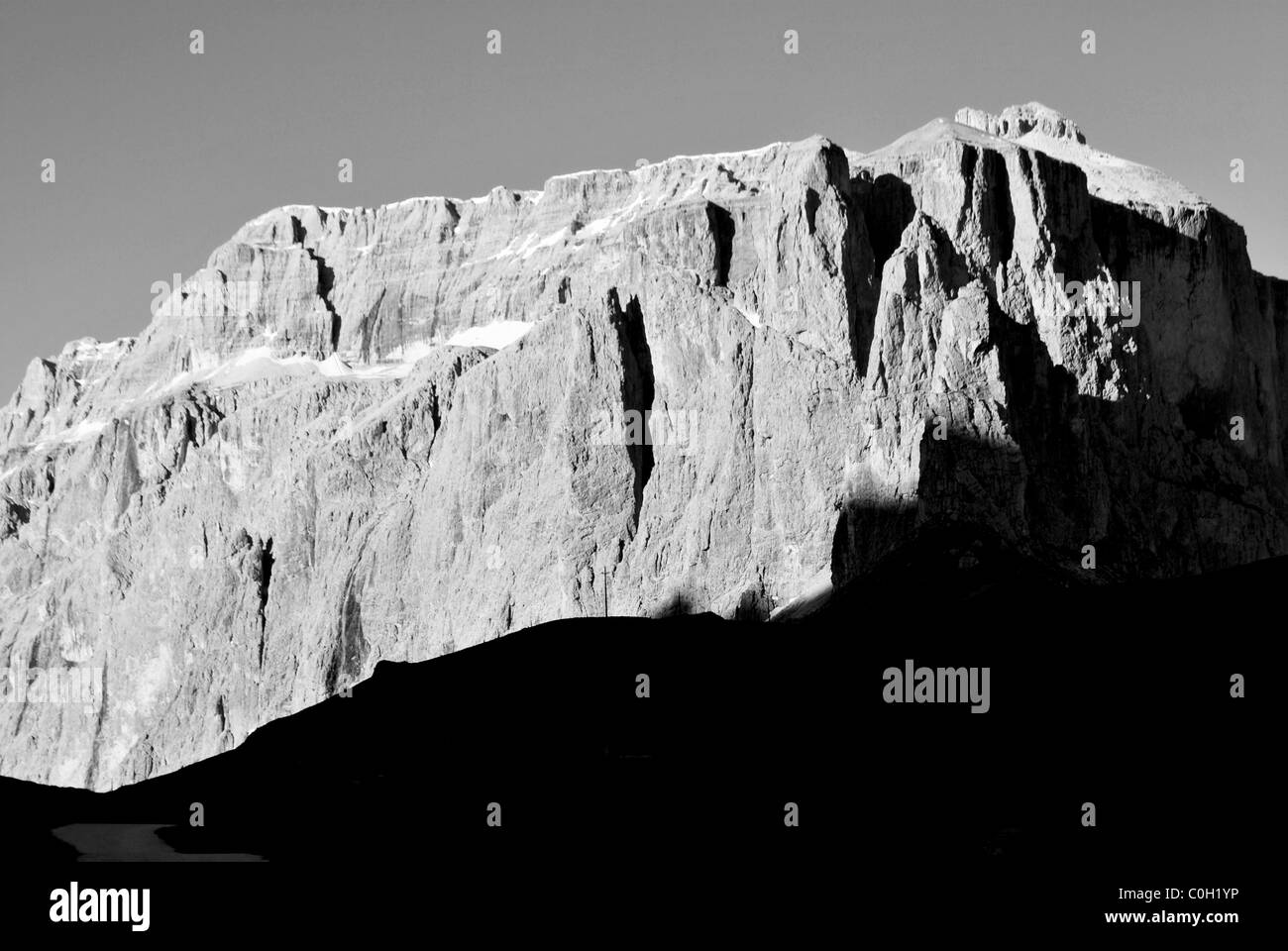 Alpine landscape mountains meadows Black and White Stock Photos ...