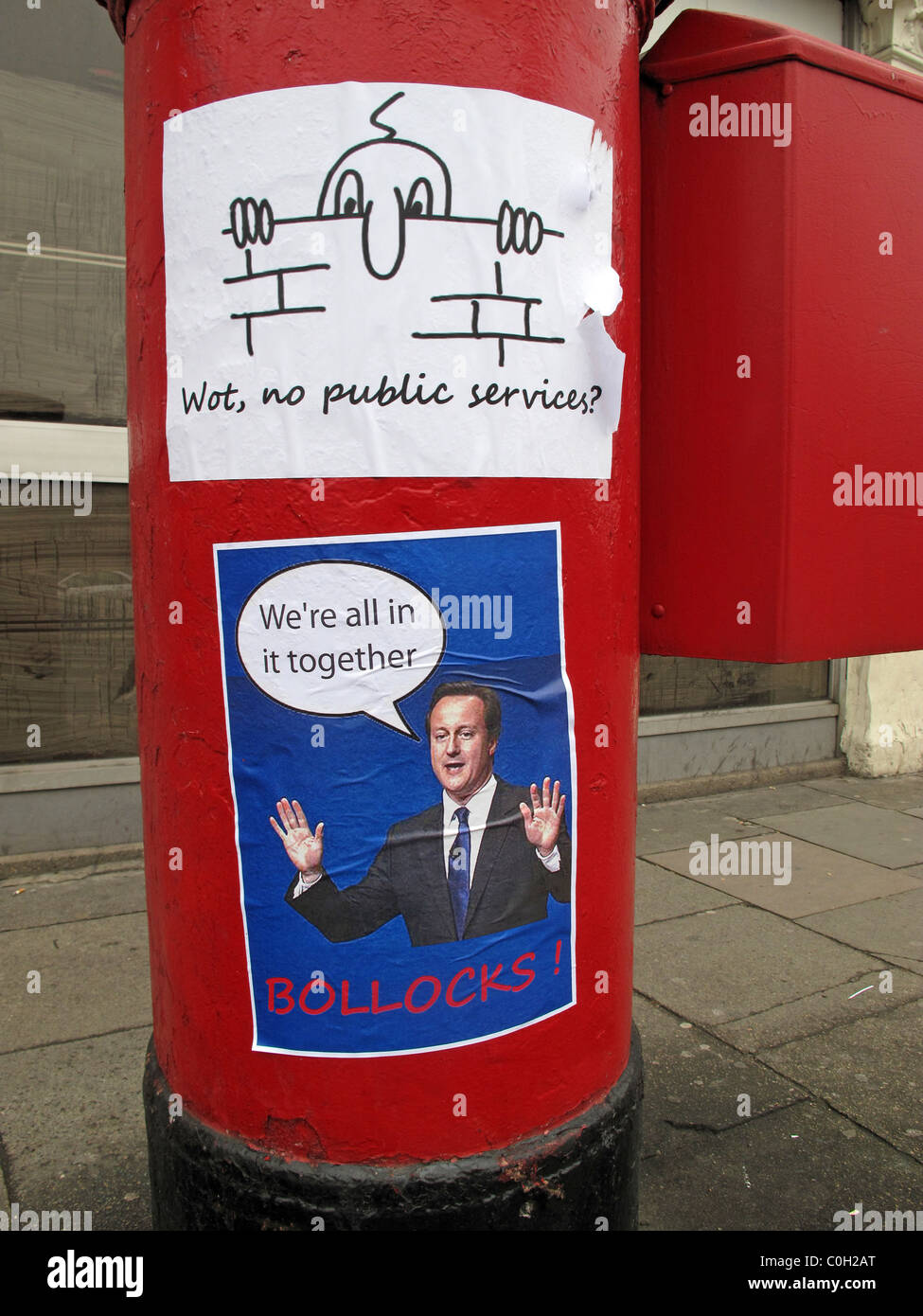 David Cameron Big Society 'We're all in it together' public services posters Stock Photo