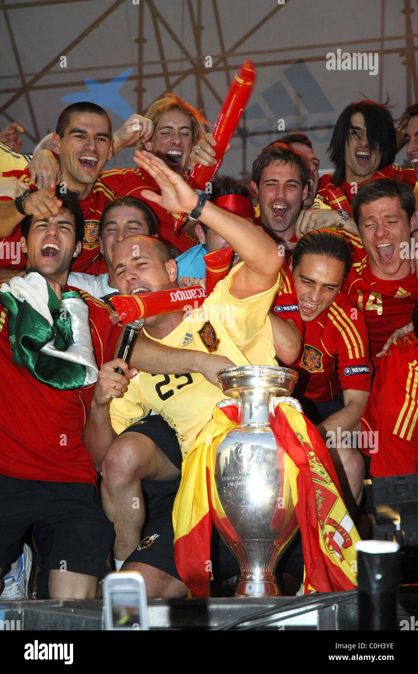 The Spanish Football team celebrating The Spanish football team are