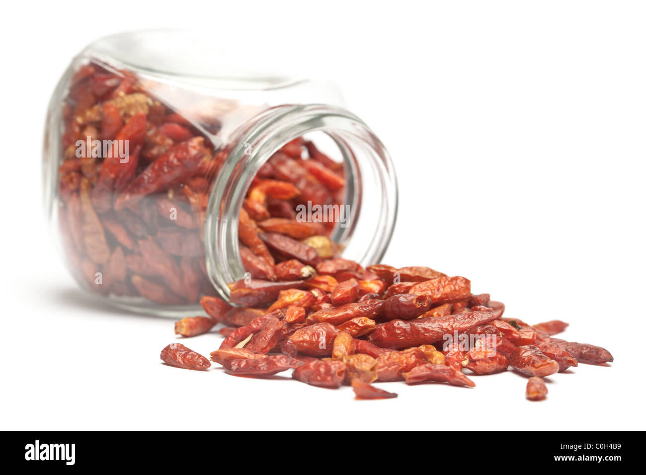 Dried red chilli peppers in a spice jar Stock Photo Alamy