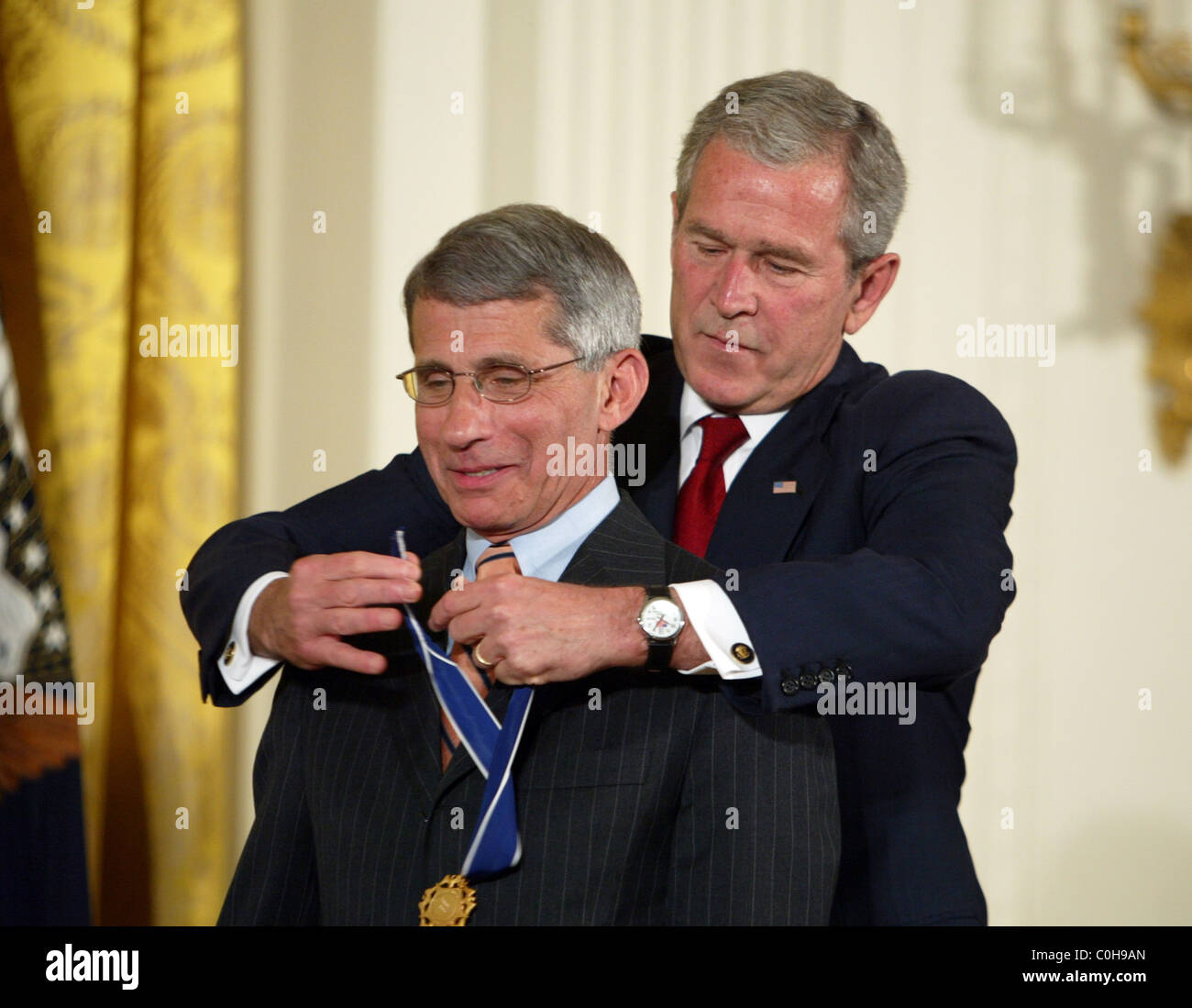 President George W Bush presents the Medal of Freedom to Anthony Fauci The  US President presented the Medal of Freedom in the Stock Photo - Alamy