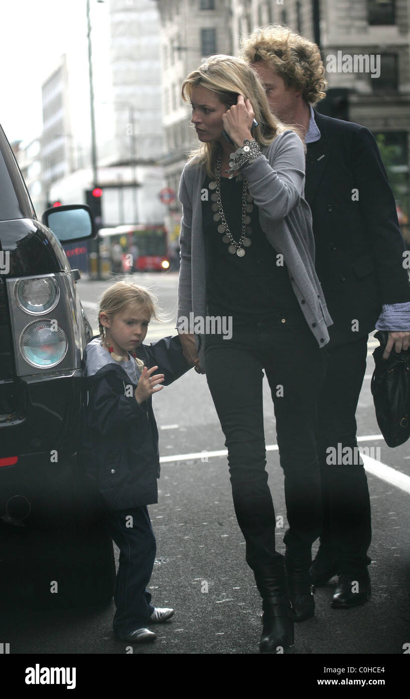 Kate Moss' daughter Lila Grace and hairdresser James Brown arriving at ...