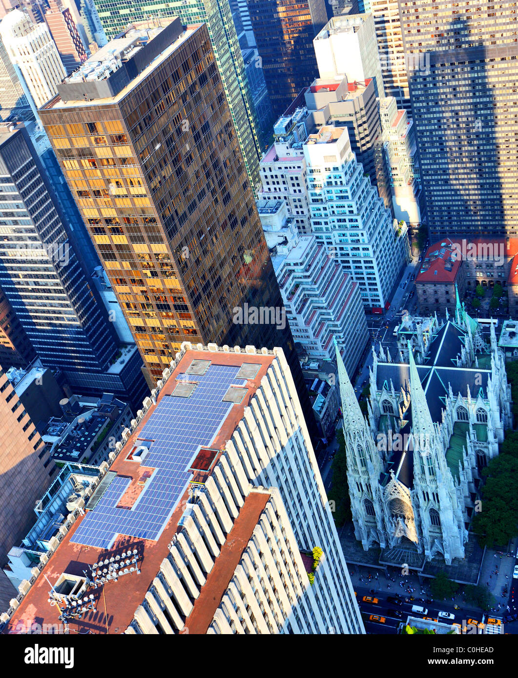 Aerial view of St Patricks church in New York City Stock Photo