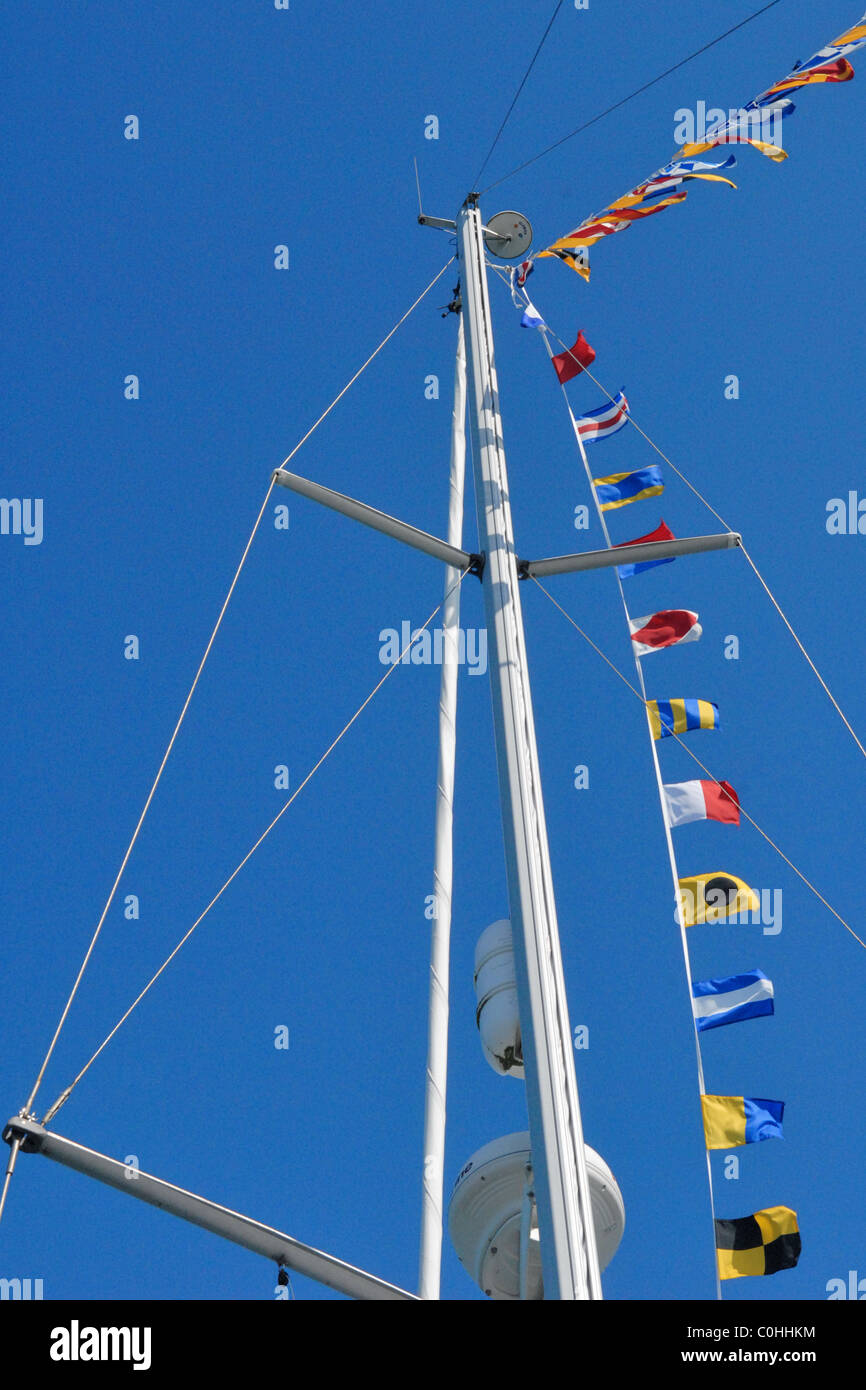Abstract of Yachts rigging with signal flags Stock Photo Alamy