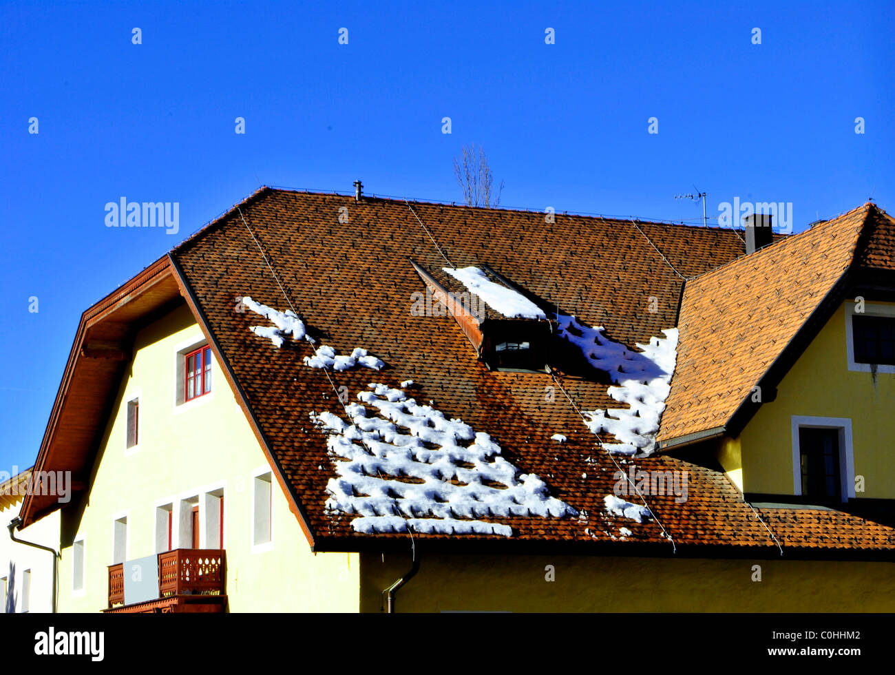 country house with windows and blue sky Stock Photo - Alamy