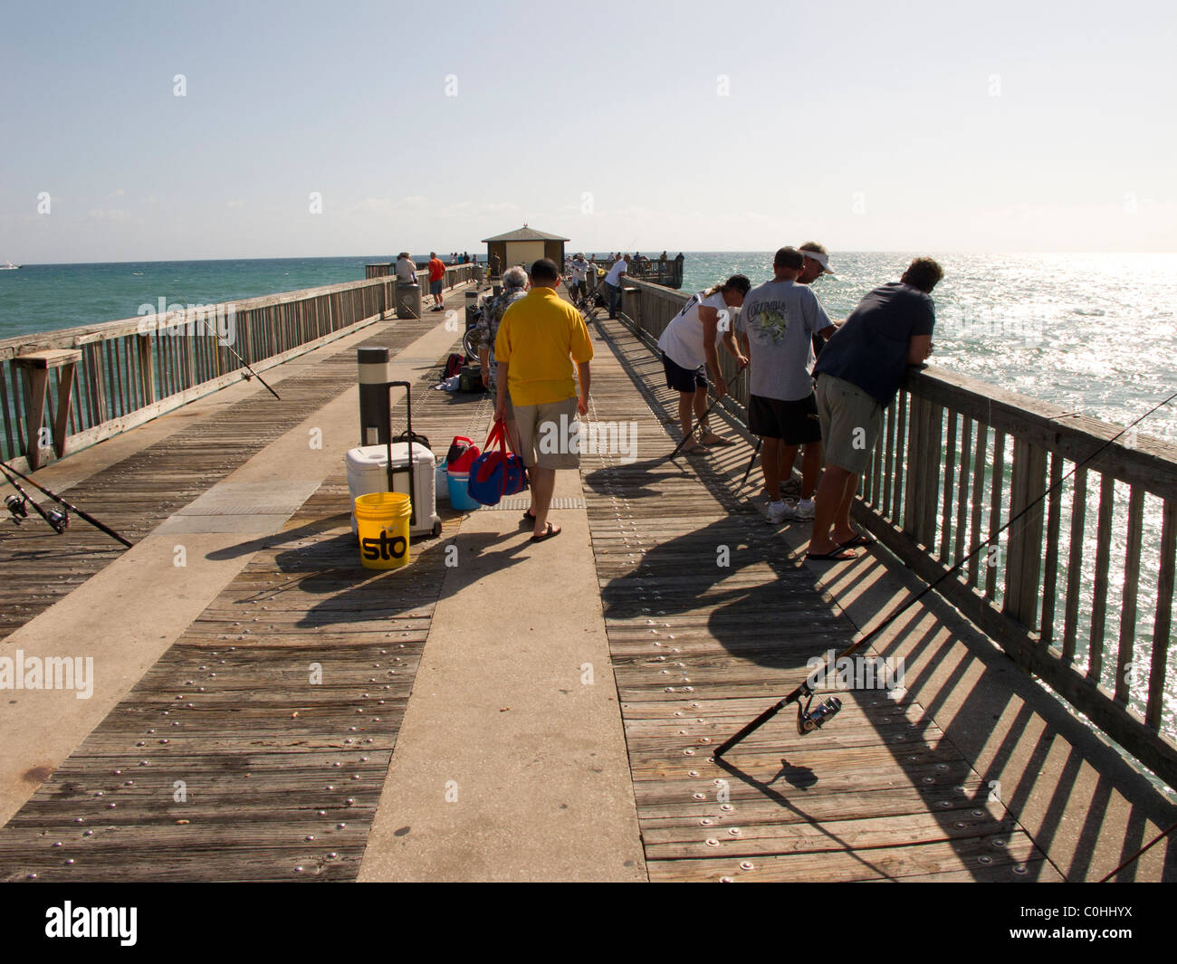 Monofilament recycling tube on fishing pier Stock Photo - Alamy