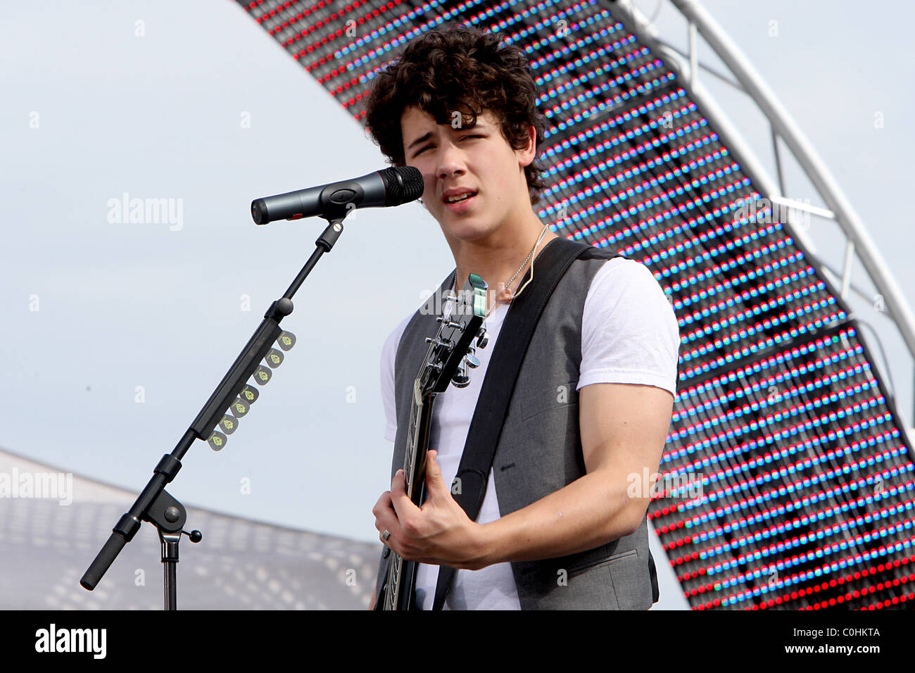 Jonas Brothers performing live at VIVA TV's floating stage on river ...