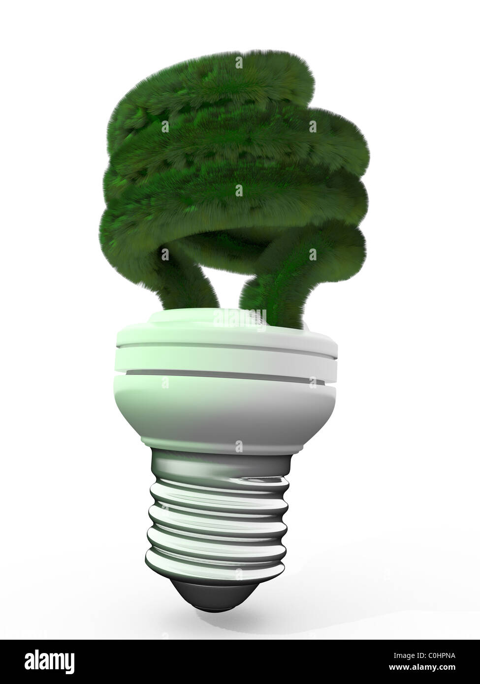 energy saving lamp with green grass Stock Photo