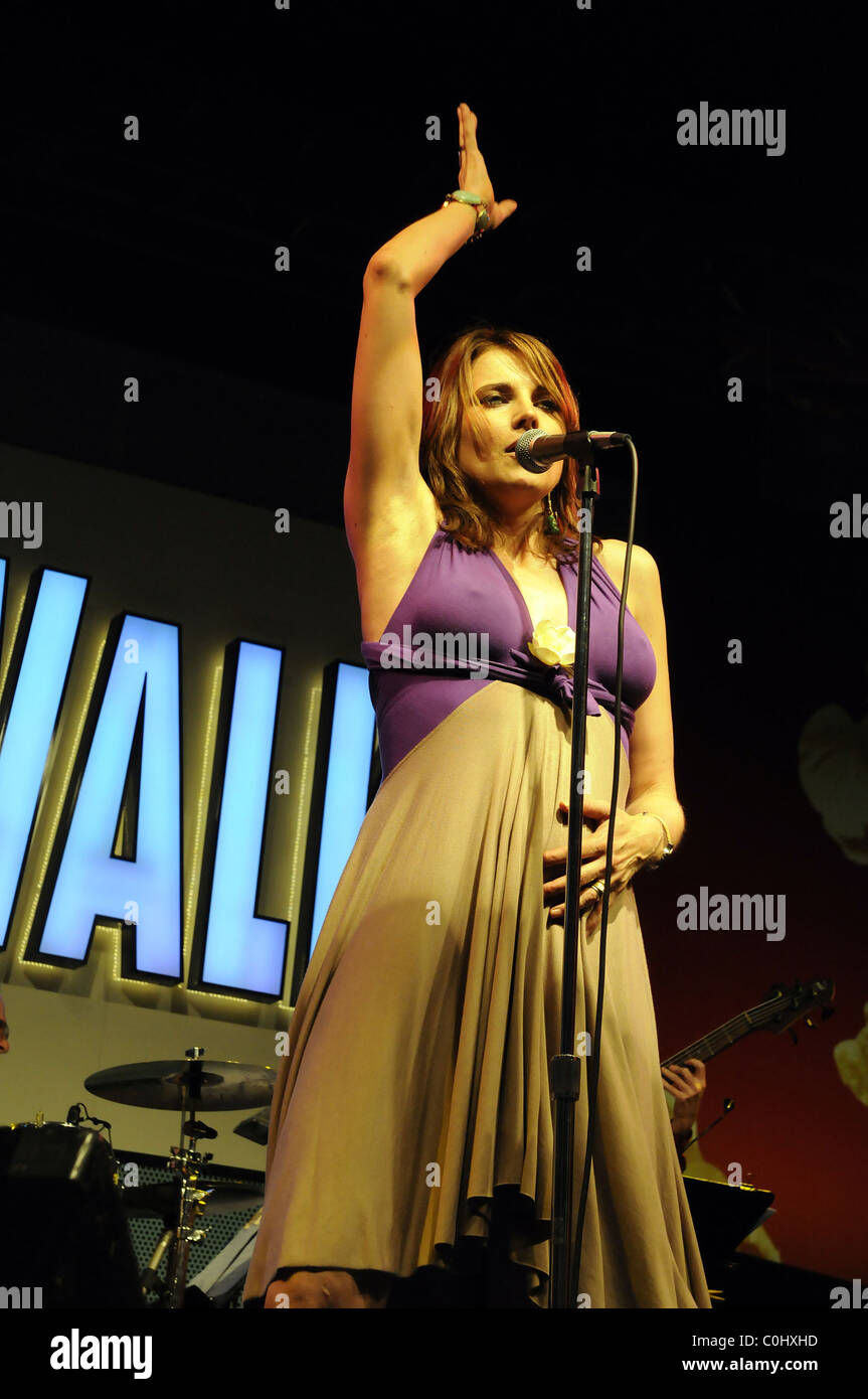 Lucy Lawless performing live at Universal Citywalk at Universal studios