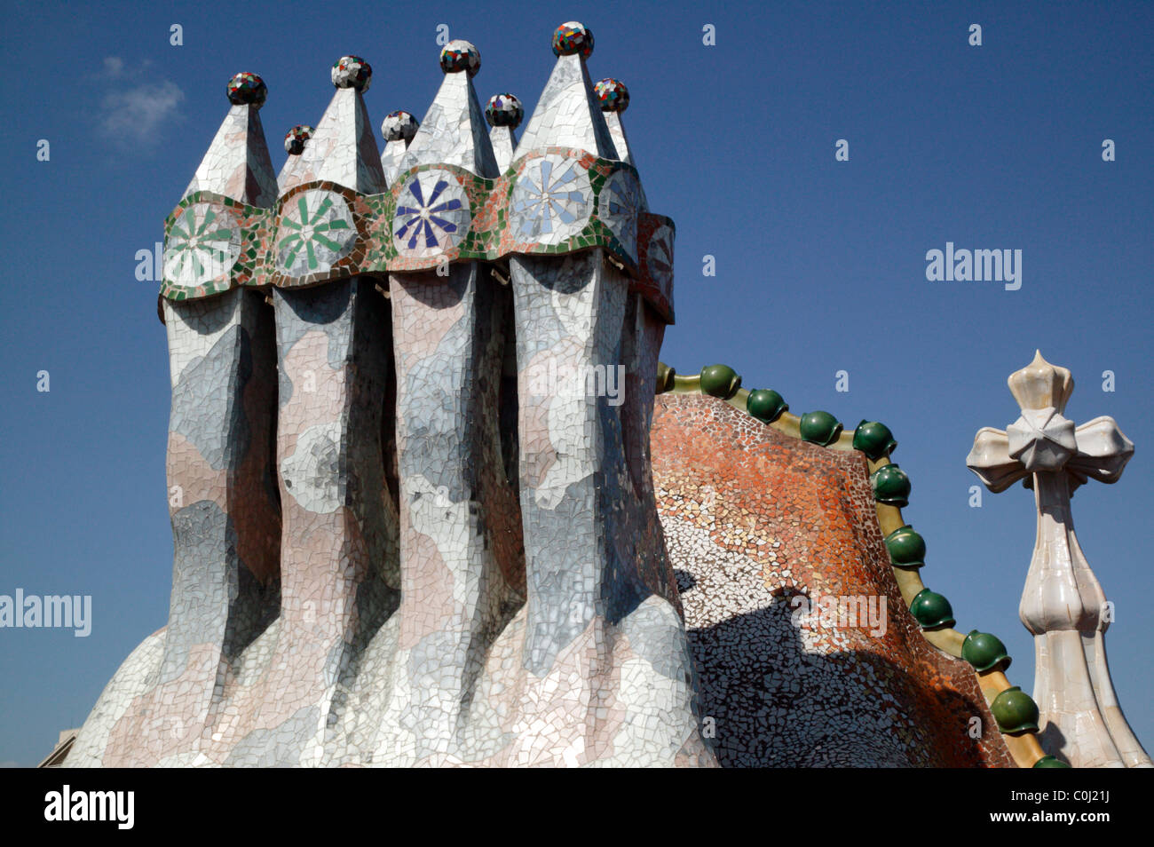 Roof details of the Casa Batlló, Barcelona, Spain Stock Photo