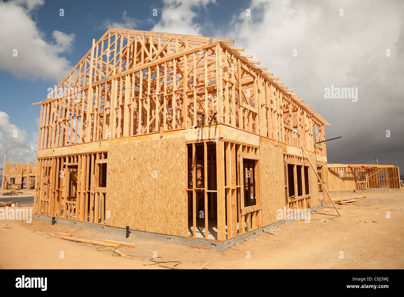 Abstract of New Home Construction Site Framing Stock Photo - Alamy