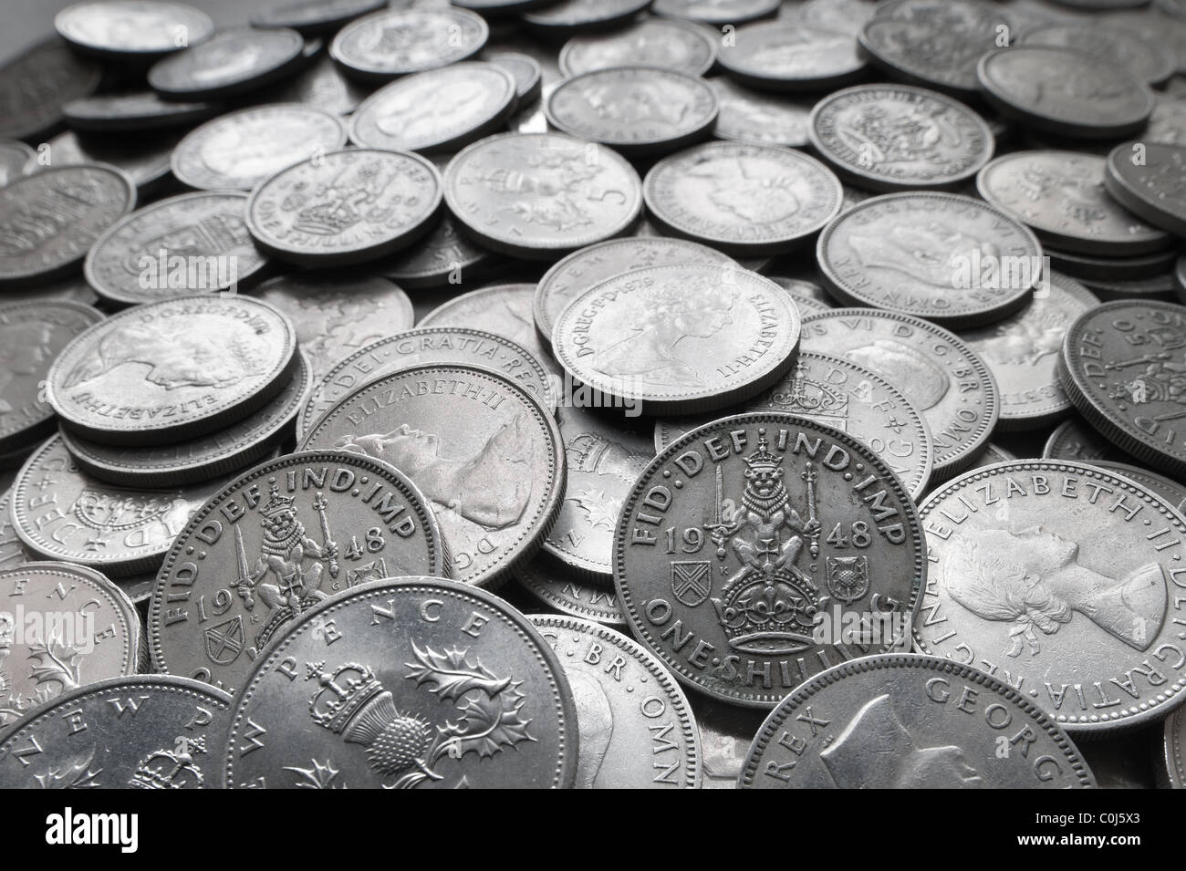 UK British Shilling coins some may contain real silver fine detail of