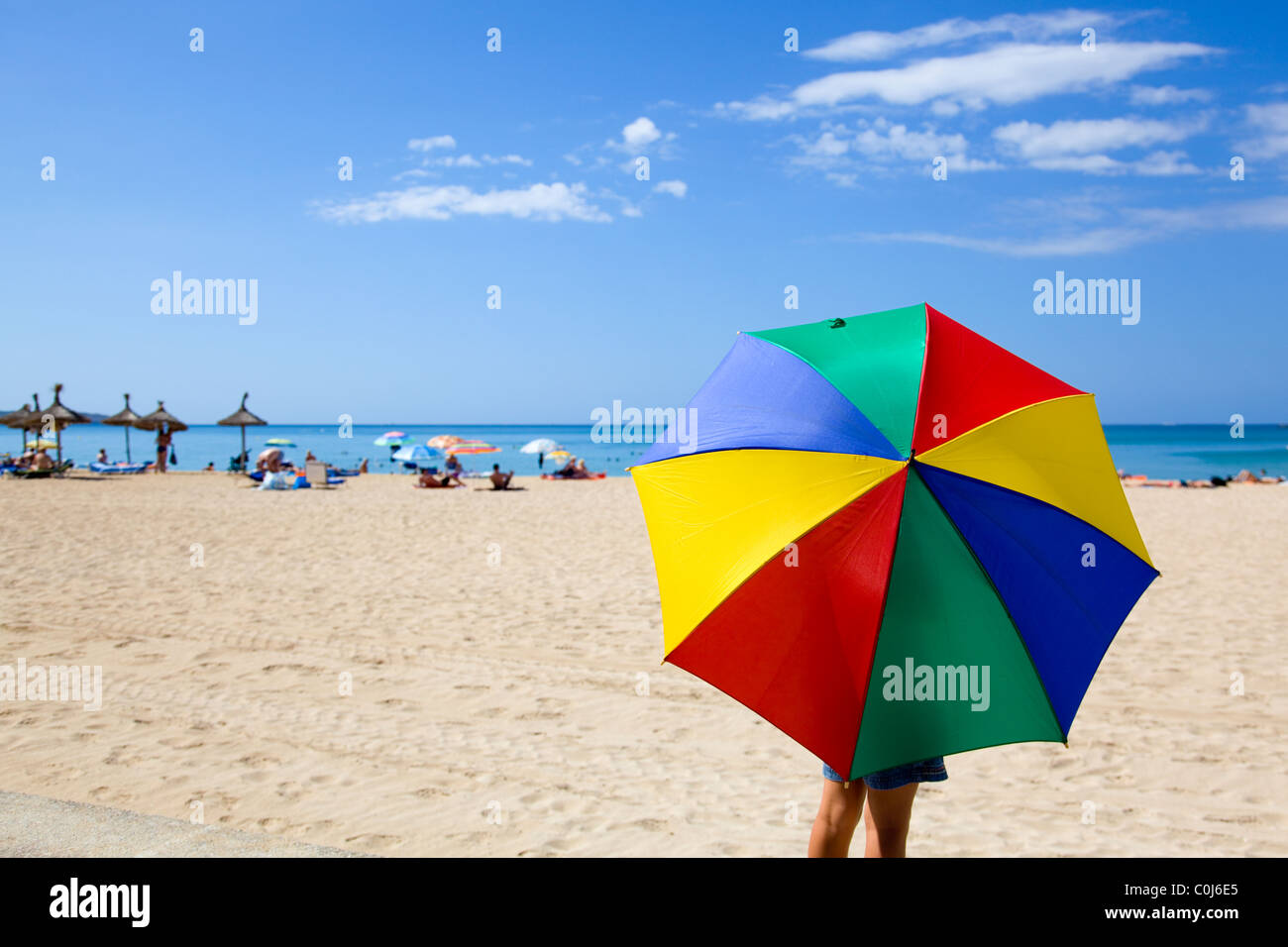 Umbrella at the beach Stock Photo