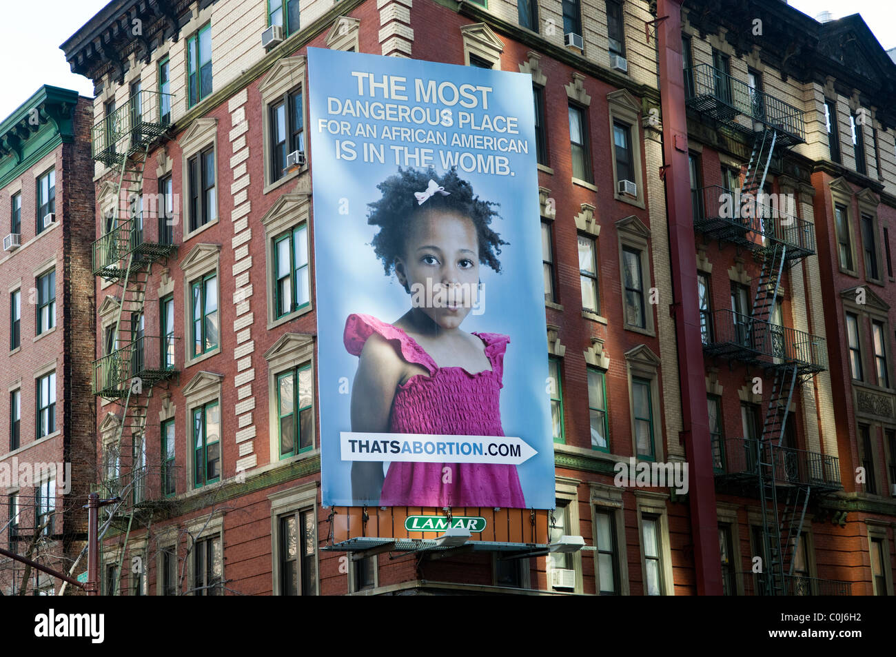 A pro-life billboard is seen in the Soho neighborhood of New York Stock Photo