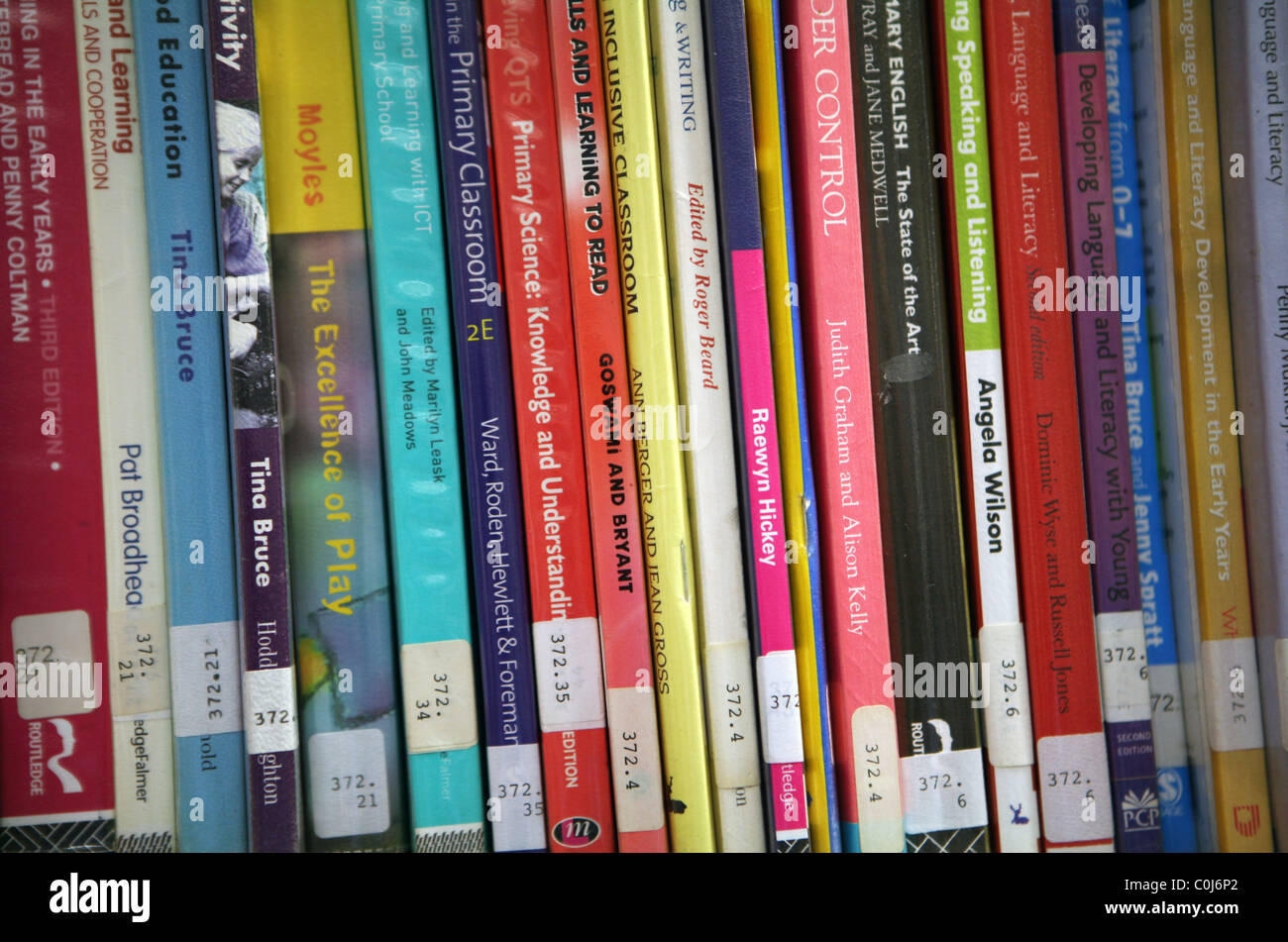Text books in a UK public library. Stock Photo