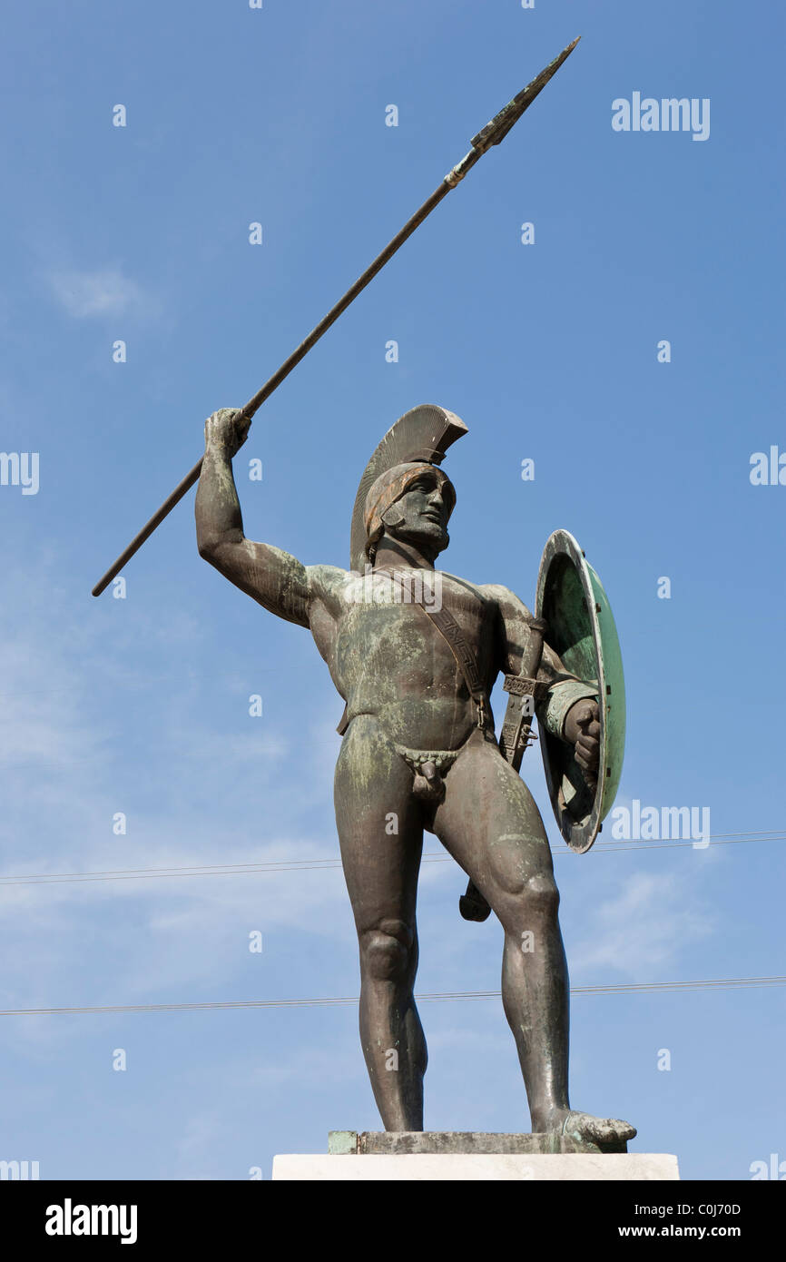 Leonidas monument at the Battlefield of Thermopylae, Greece, Europe Stock Photo