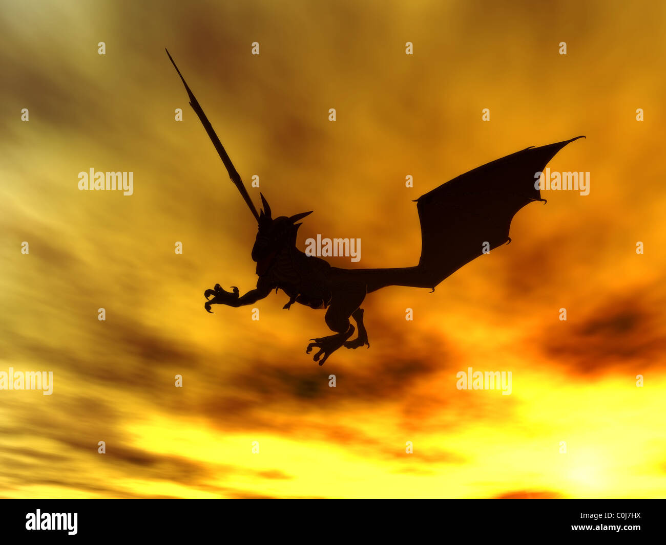 Sunset sky dragon flying hi-res stock photography and images - Alamy