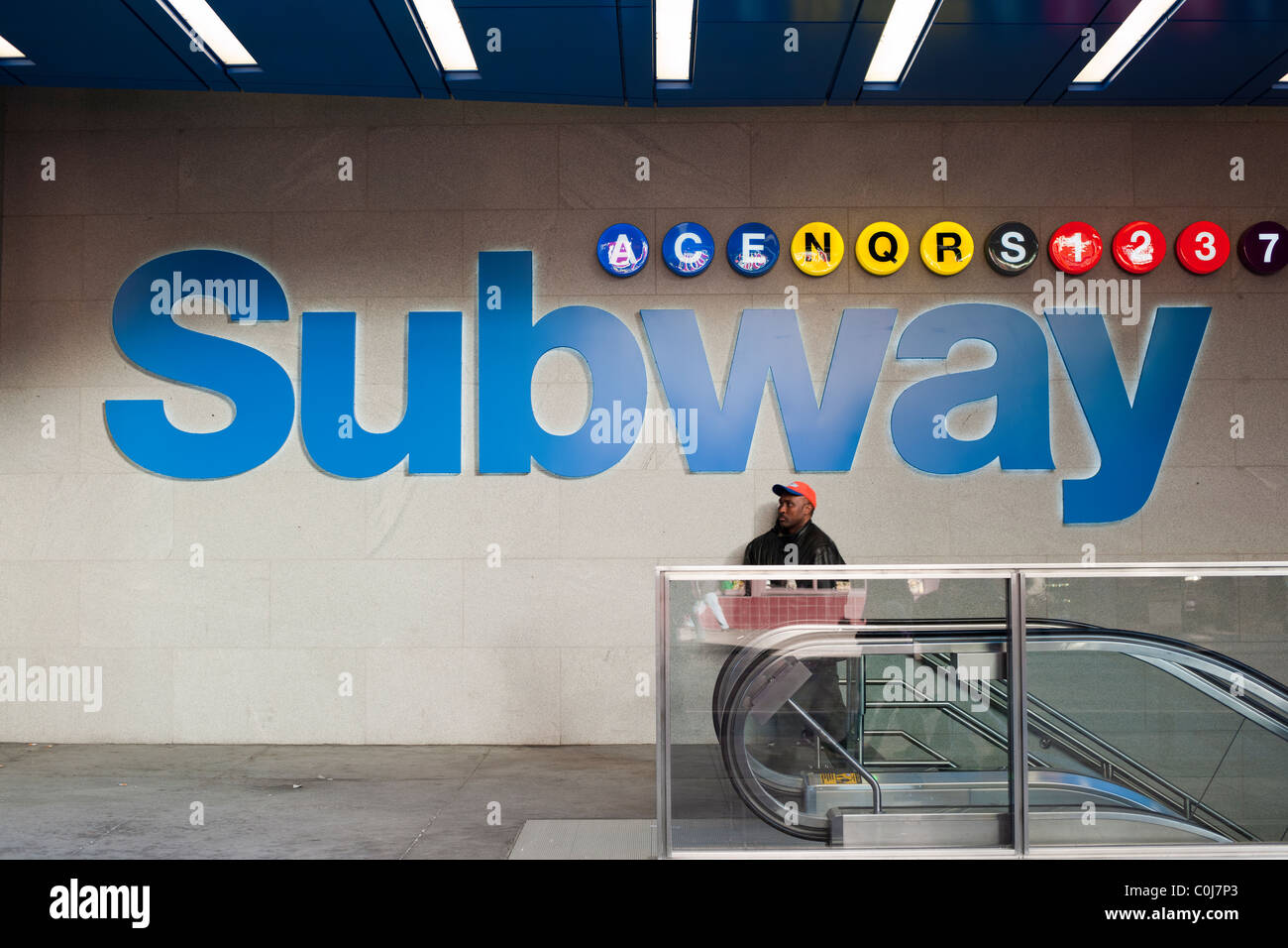 The new entrance to the Times Square subway station in the 11 Times Square building in New York Stock Photo