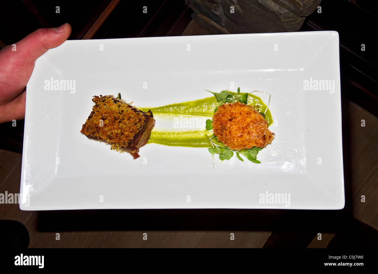 Egg & bacon appetizer at Talisker On Main, fine dining restaurant at