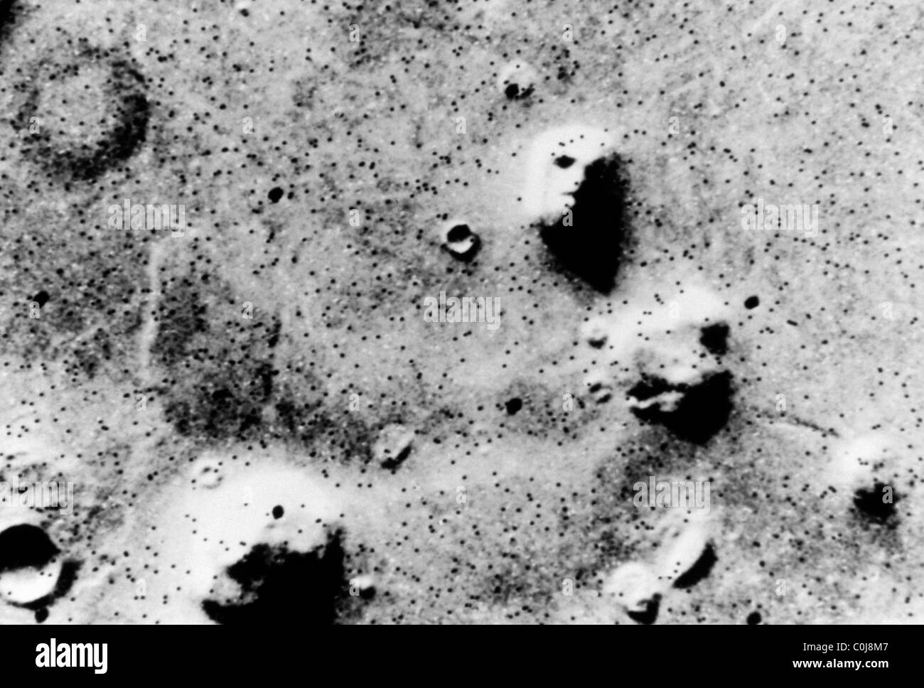 'Face on Mars' 1.5km Long Mars Cydonia Region taken by Viking Orbiter 1 25th July 1976 Stock Photo